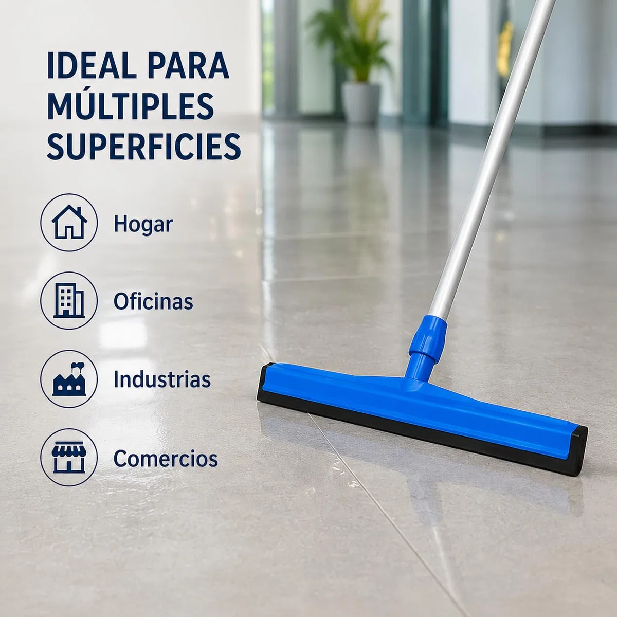 Haragán 45 cm Profesional con Mango de Aluminio 140 cm - Ideal para Limpieza de Suelos de Doble Labio Negro.
