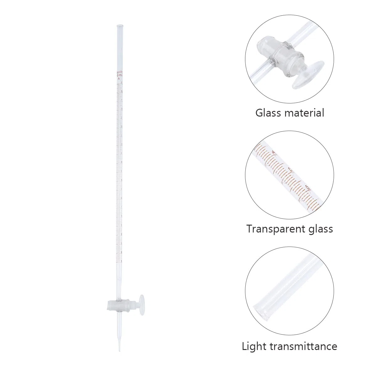 iplusmile Bureta De Laboratorio De Vidrio Borosilicato 25Ml Resistente a Corrosión Y Calor Instrumento Preciso Para Experimentos Químicos En Escuela Secundaria