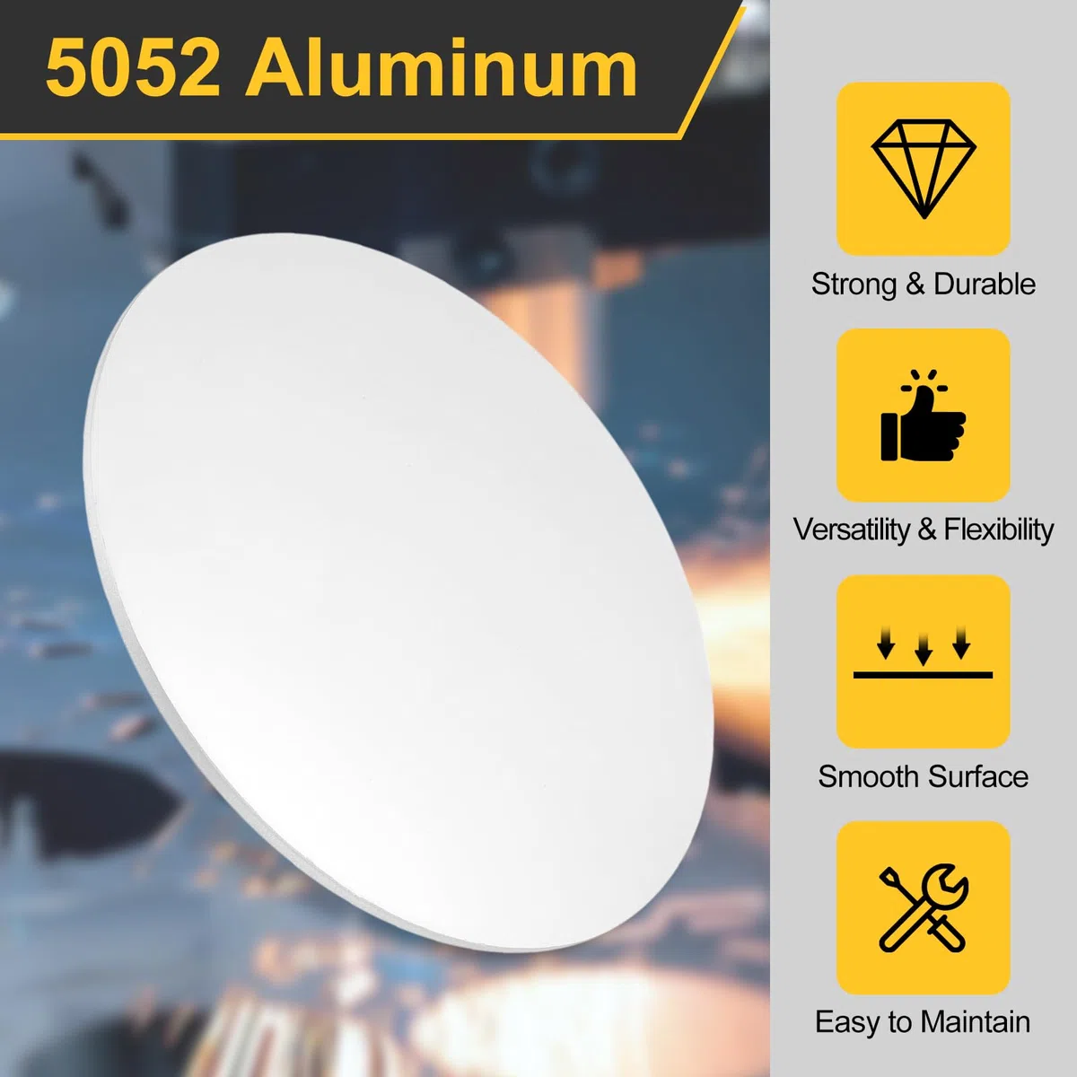 QUARKZMAN Disco De Aluminio 8"(200mm) De Diámetro 0.12"(3mm) De Espesor 5052 Placas Circulares De Aluminio Láminas Redondas Para Estampado De Metales