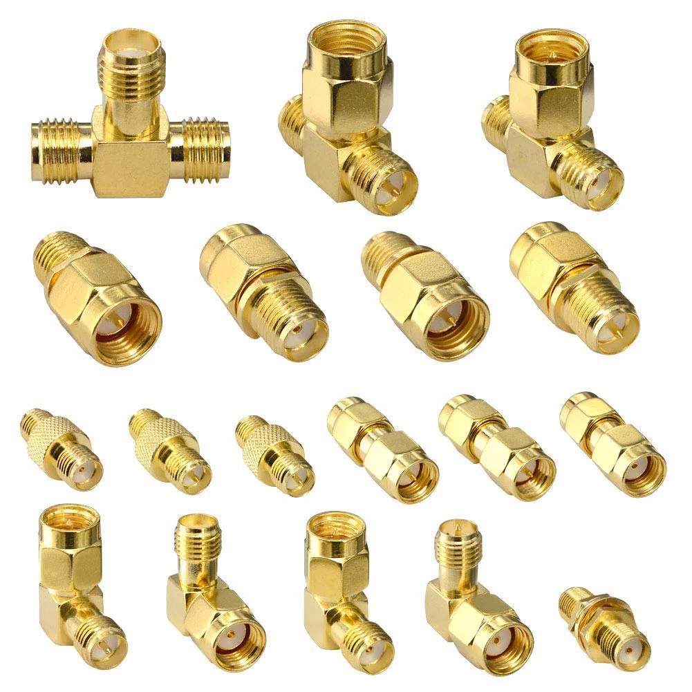 Kit de Conector SMA SMA Macho/Hembra a SMA Hembra/Hembra Kit de Adaptador coaxial RF para Antena WiFi Cable de extensión coaxial Dispositivo LAN inalámbrico SDR Dongle …