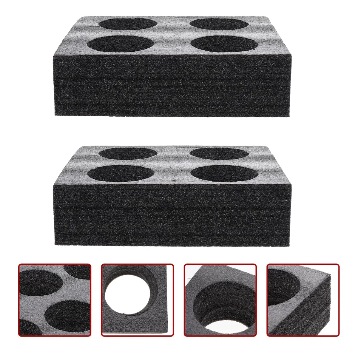 Portavasos para Café de Plástico Negro Diseño de 4 Orificios, Paquete de 2 Piezas, Resistente a Golpes y Apto para Bebidas Calientes y Frías, Adecuado para Cafeterías