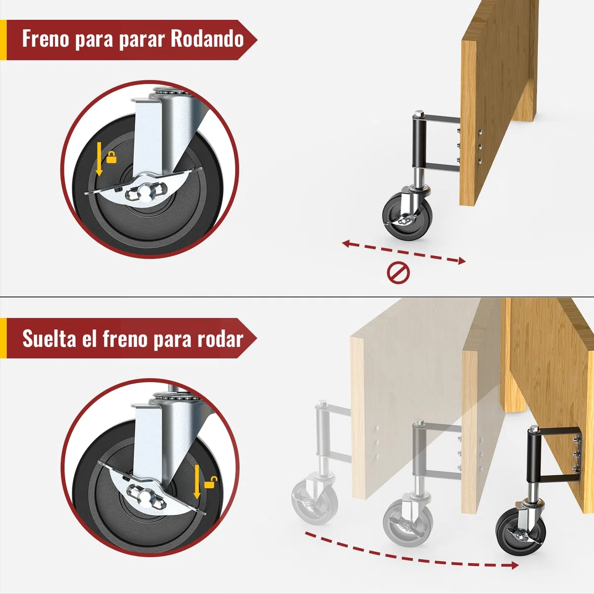 HOLKIE Rueda de puerta resistente de 100 mm rueda con muelle para puerta ruote giratoria para portón de madera y valla capacidad 100 kg Negra (2 piezas)