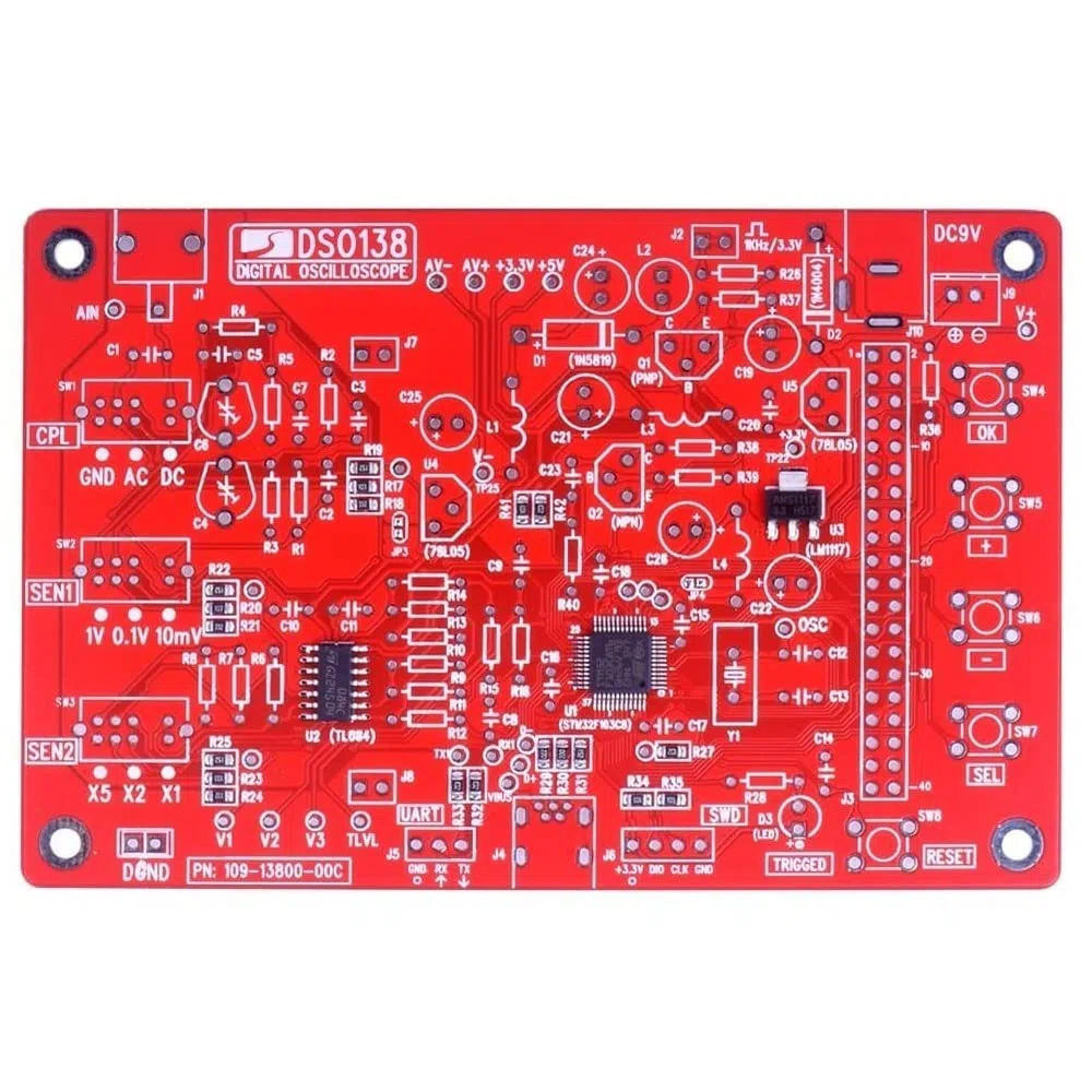 Kit de osciloscopio digital de código abierto de 2.4 pulgadas TFT 1Msps con piezas de bricolaje + sonda 13803K (SMD presoldado)