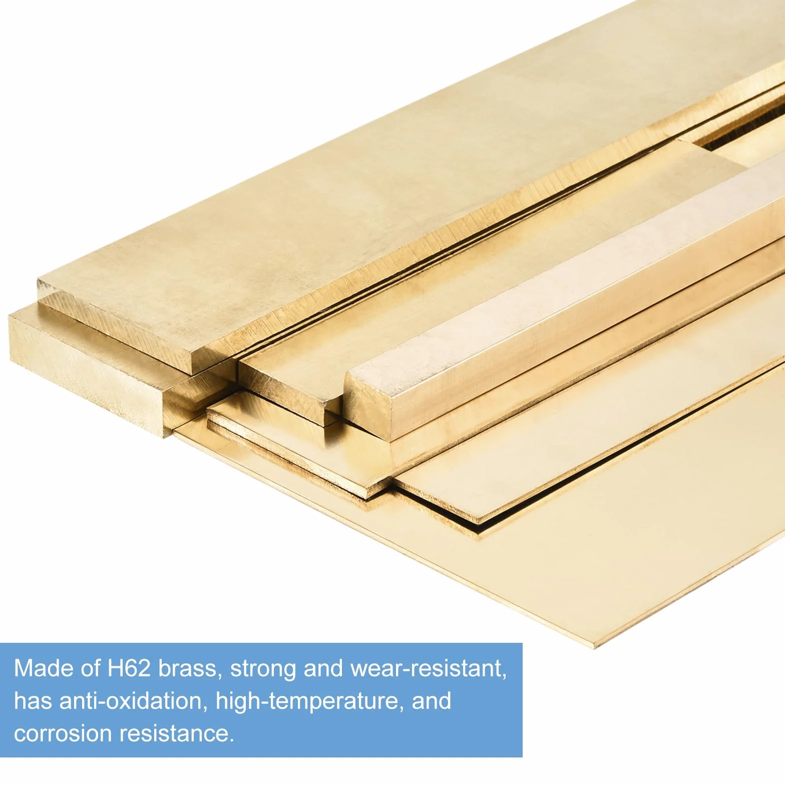 QUARKZMAN 8 Pcs Barras Planas Latón H62, 0.02"x1"x12" Barras Macizas Metal Cuadrado Para Fabricación Cuchillos Manualidades DIY Decoración Arquitectónica Industria Conductividad Térmica