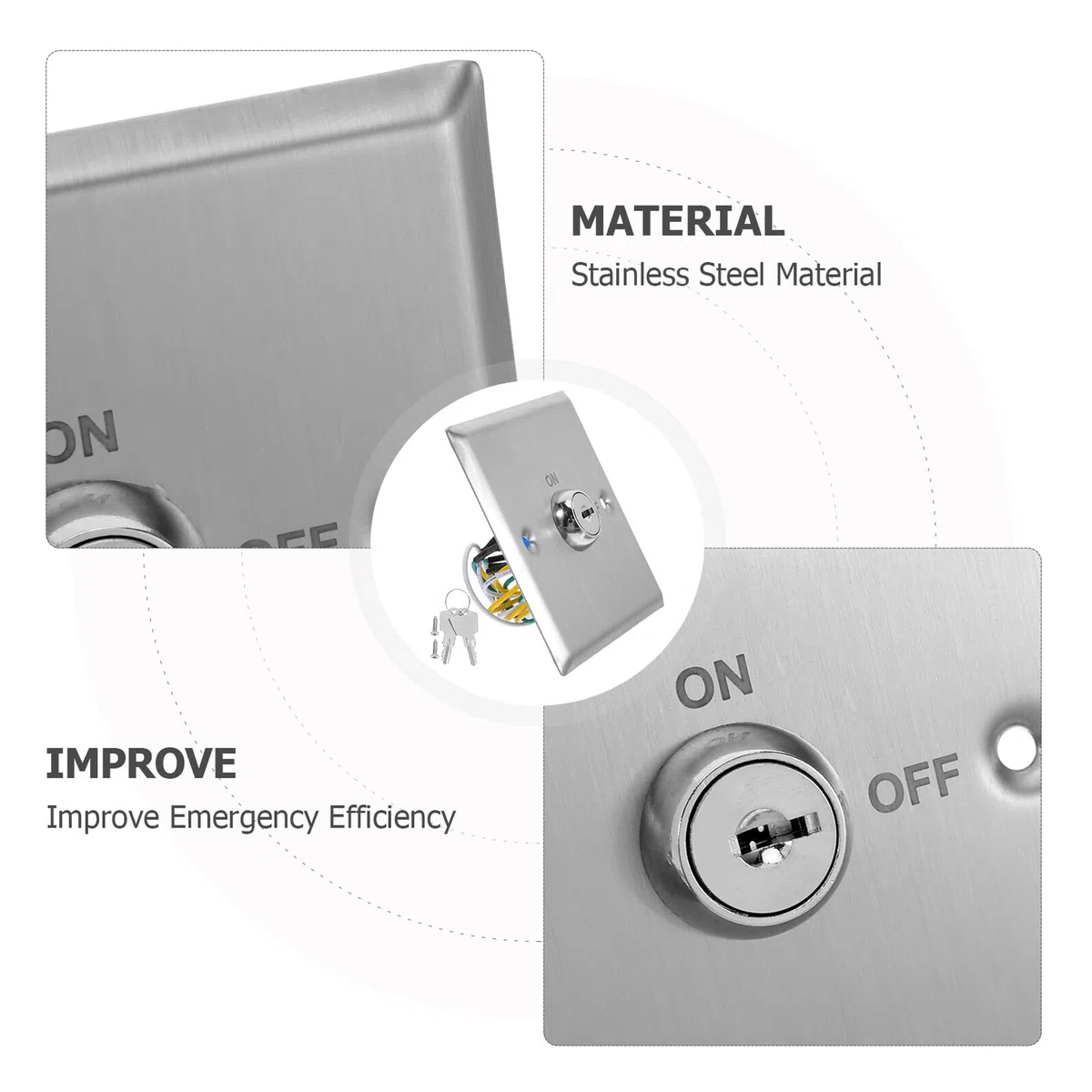 iplusmile Interruptor para Entornos Industriales y Comerciales Función de Liberación de Emergencia de Llave de Seguridad de Acero Inoxidable y Diseño Resistente para Control de Acceso