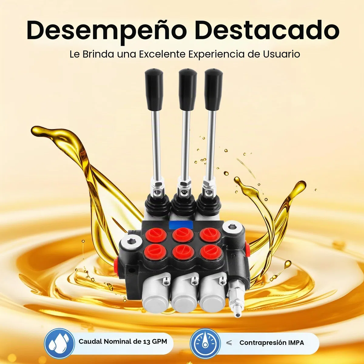 MINRS Válvula hidráulica, válvula de control manual, 3 velocidades, 3600 psi, 60 l/min, cilindro hidráulico de doble efecto, válvula de control direccional hidráulica para tractor, cargador, remolque