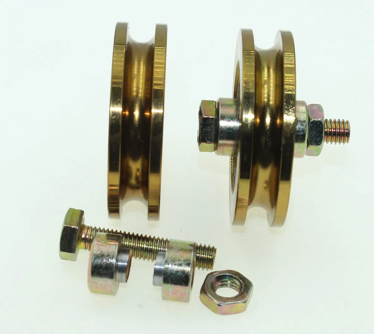(R59-8-10) Paquete de 2 ruedas correderas de 59 mm de diámetro con ranura redonda de acero - Inventario del Reino Unido - (ranura de 8 mm, rodamiento de 10 mm)