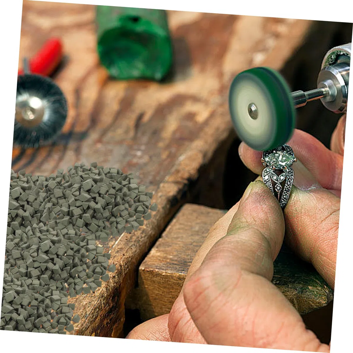 Medios Abrasivos Triangulares para Pulidoras Vibratorias, Abrasivo para Pulido Rápido y Pulido de Bricolaje, Paquete de 450 G para Pulir Piedras, Cerámica y Minerales en Trabajos