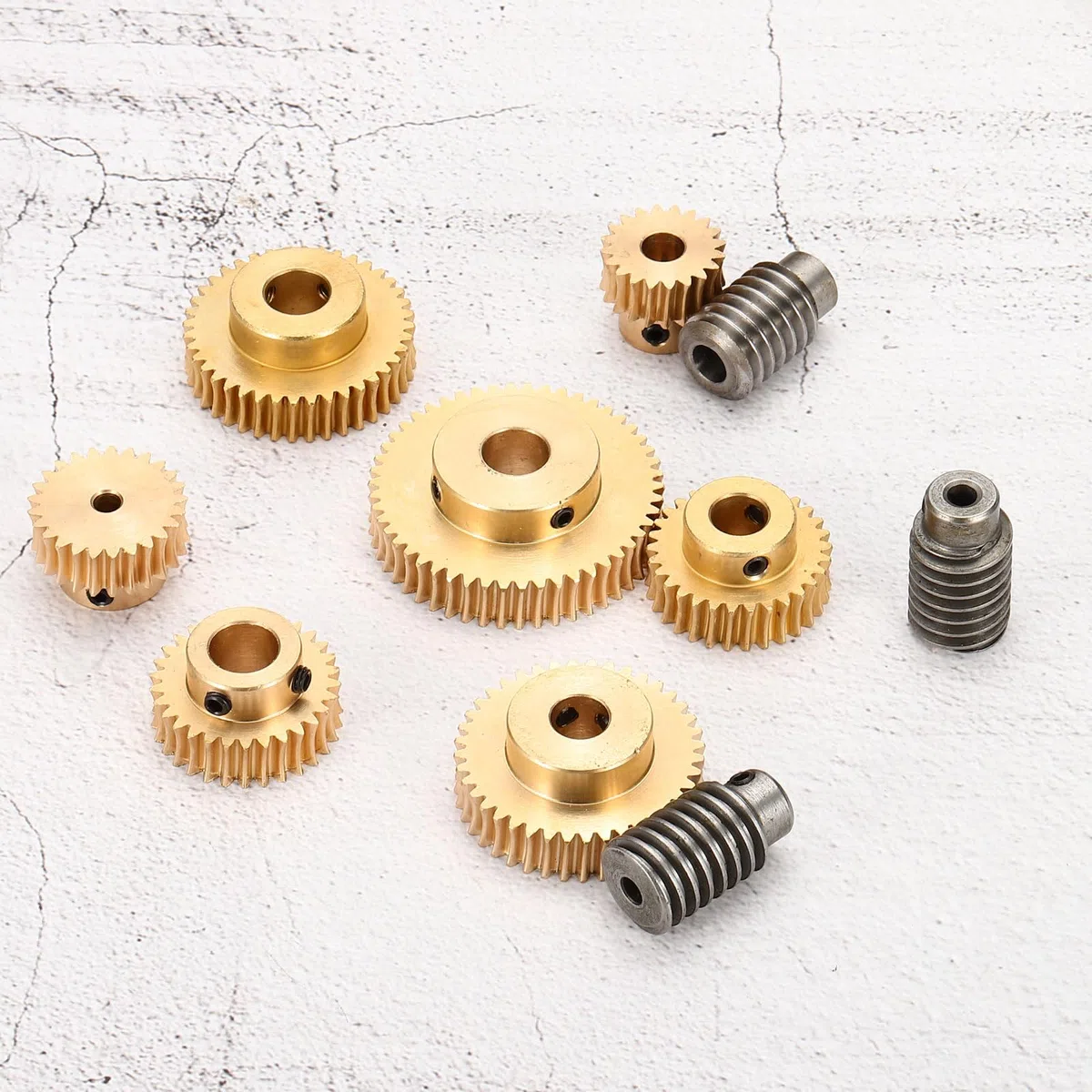 QUARKZMAN Juego Engranajes Sin Fin 40T 1 Módulo Relación Reducción 40:1 Rotación A La Derecha Caja Engranajes Engranaje Latón-12mm Diámetro Interior, Varilla Acero #45 8mm Diámetro Interior