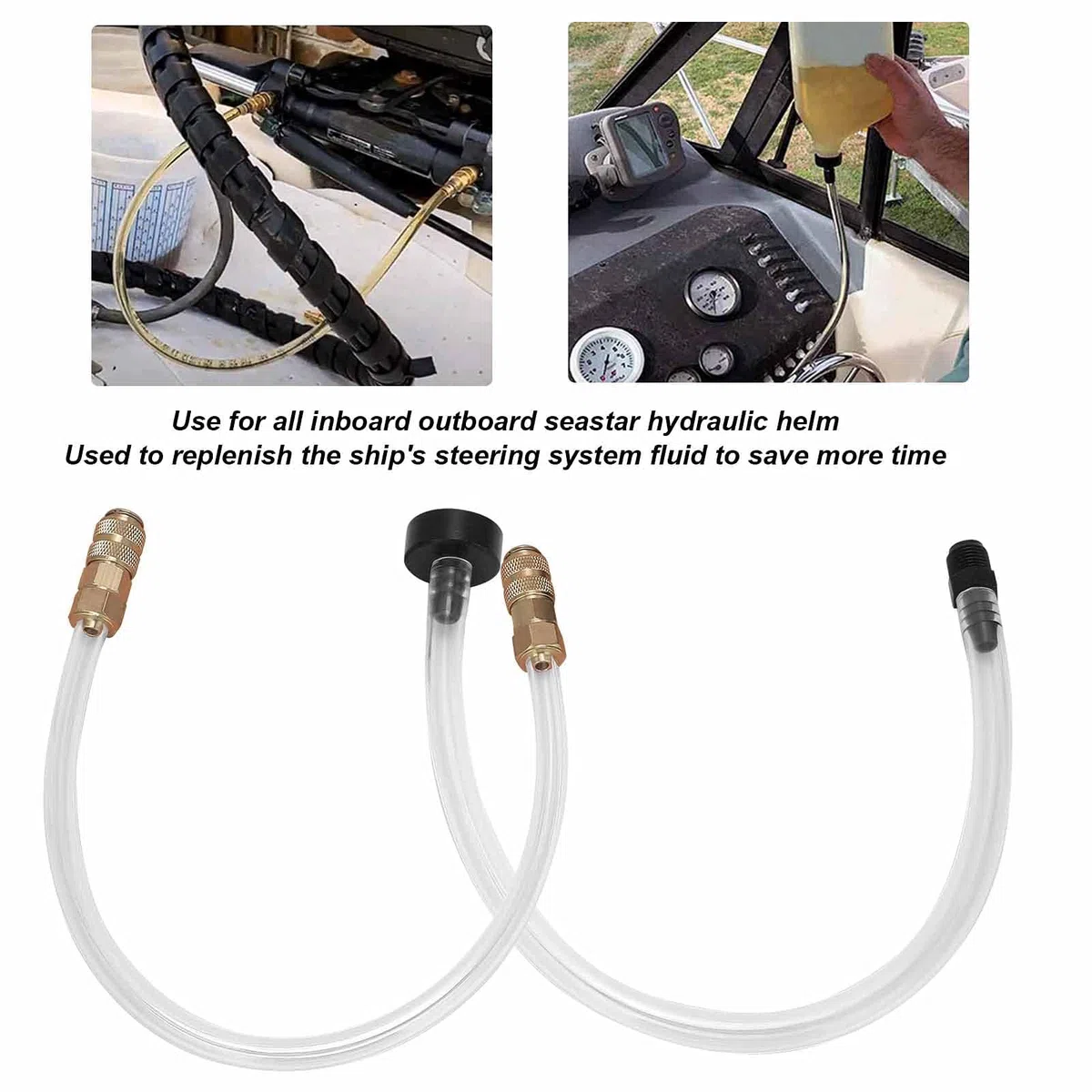 Tubo De Dirección Hidráulica, PVC Latón Kit De Purga Para Barcos De Dirección Hidráulica Tubo Manguera Tubo De Llenado Accesorios Marinos Para Timón Hidráulico