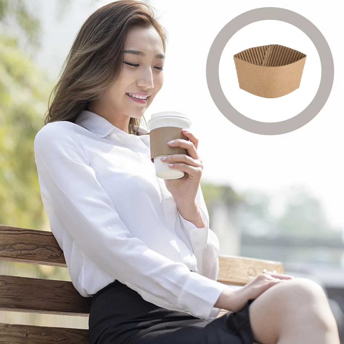 DOITOOL 250 Piezas Tazas de Café Kraft Chaqueta de Papel de Cartón Corrugado para Bebidas Calientes y frías Portavasos Tapas De Botellas De Refresco Mangas Para Calientes