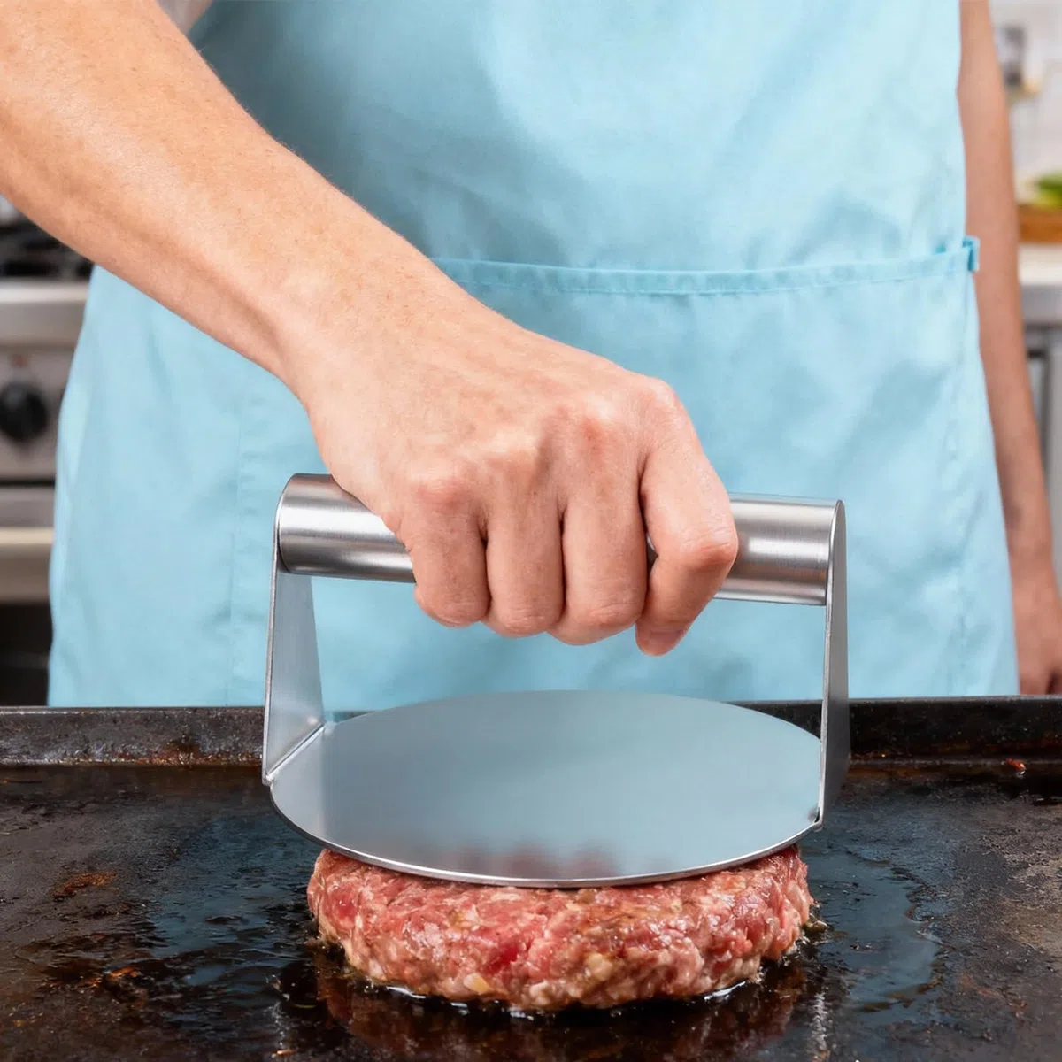 Prensa para hamburguesas, hamburguesas de acero inoxidable, prensa para hamburguesas, hamburguesas, hamburguesas, hamburguesas, prensa de carne Hambuger profesional para hacer petti de cocina