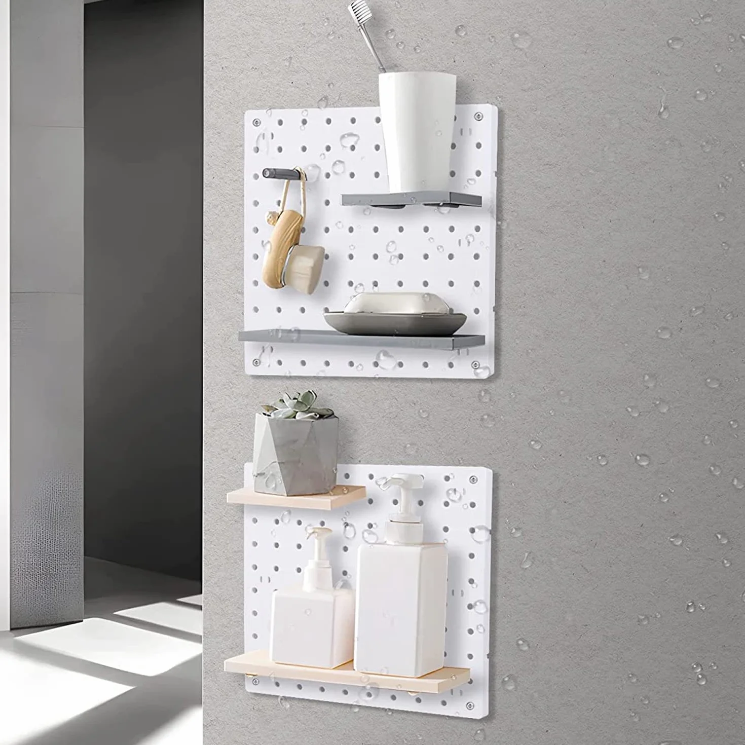 Organizador Panel Perforado de 4 Piezas, Colgante de Pared Para Sala de Artesanías, Garaje, Cocina, Salón