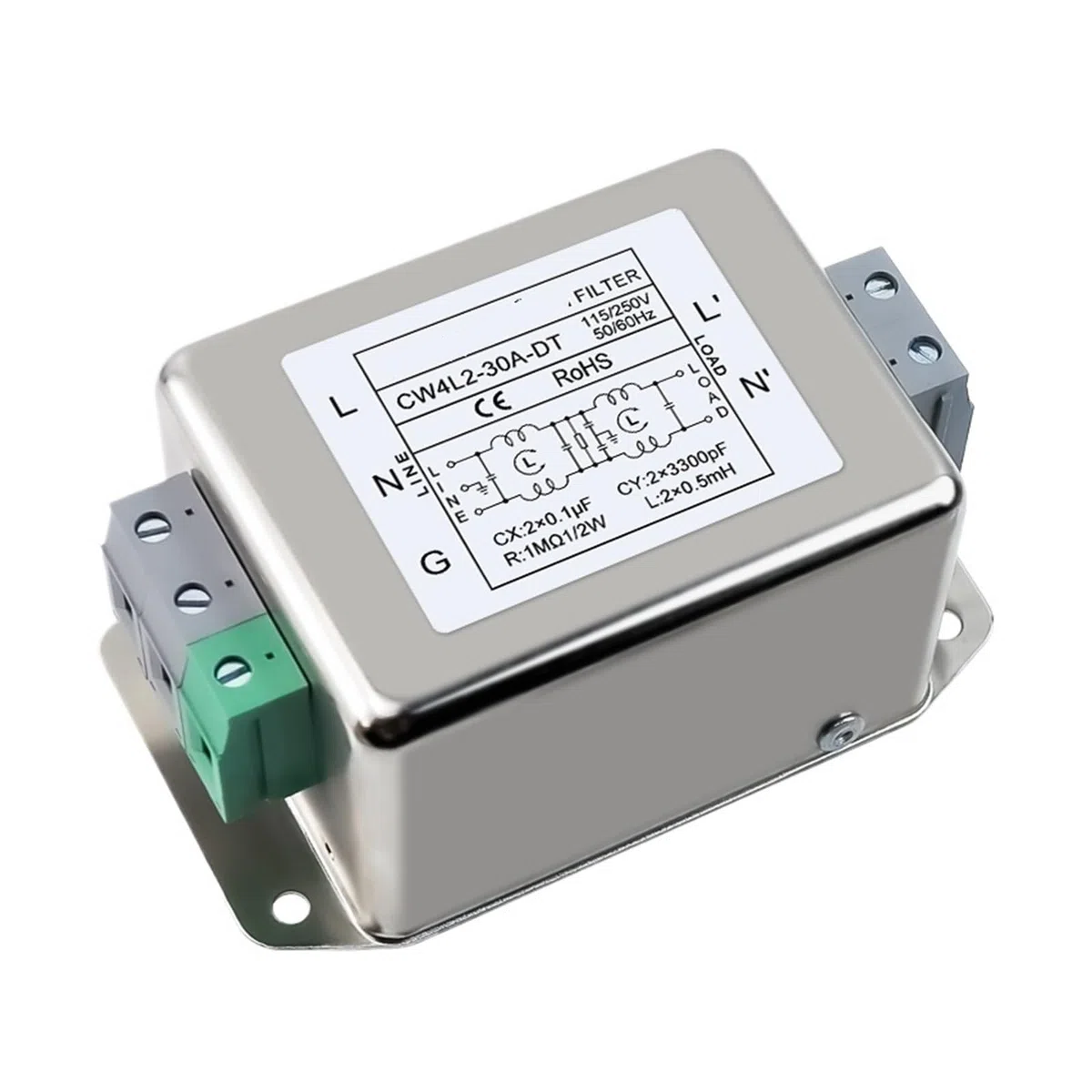 CW4L2-10A/20A/30A -DT Potente Filtro Terminal monofásico AC 220V antiinterferencias armónicos de frecuencia(CW4L2-30A -DT Terminal)