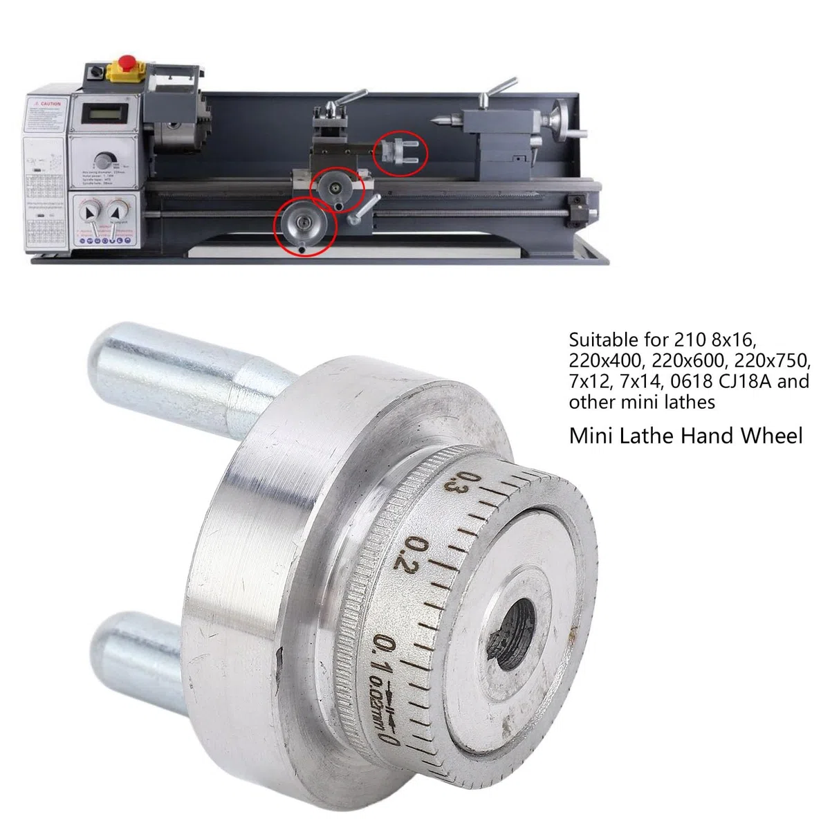 Volante De Torno De 80 Mm/2 Pulgadas Volante De Mano Con Manivela, Mini Volante De Torno Volante De Aleación De Aluminio Para Tornos 210 8x16 220x400 220x600 220x750 7x12 7x14 0618 CJ18A