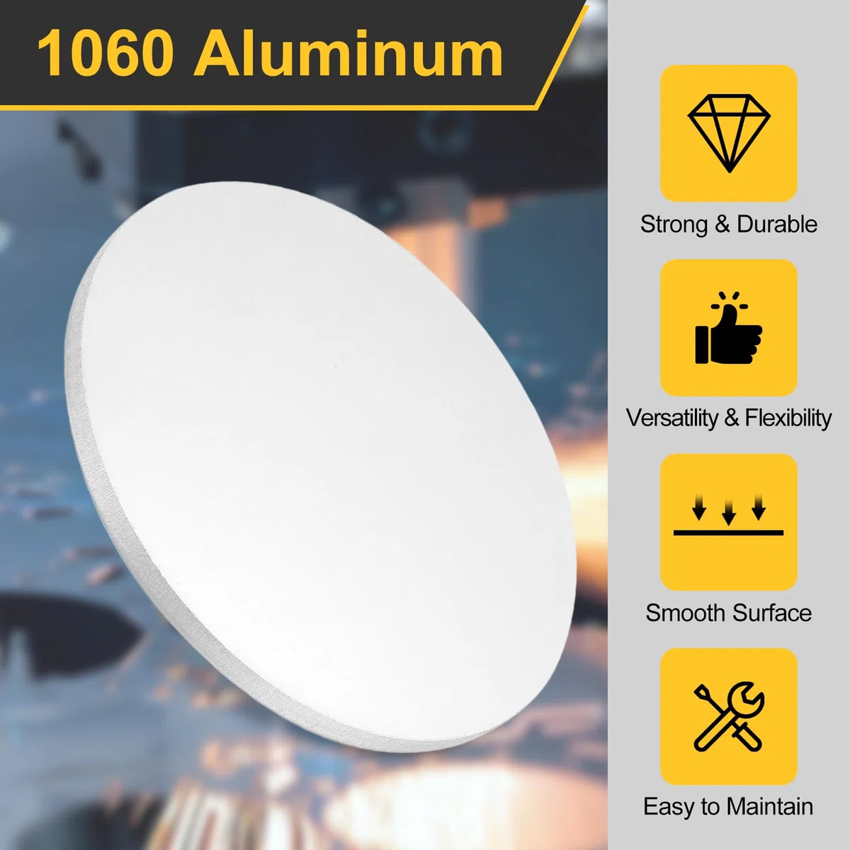 QUARKZMAN 2 Piezas De Disco De Aluminio 4"(100mm) Diámetro 0.24"(6mm) Grosor 1060 Placas Circulares De Aluminio Láminas Redondas Para Estampado De Metales