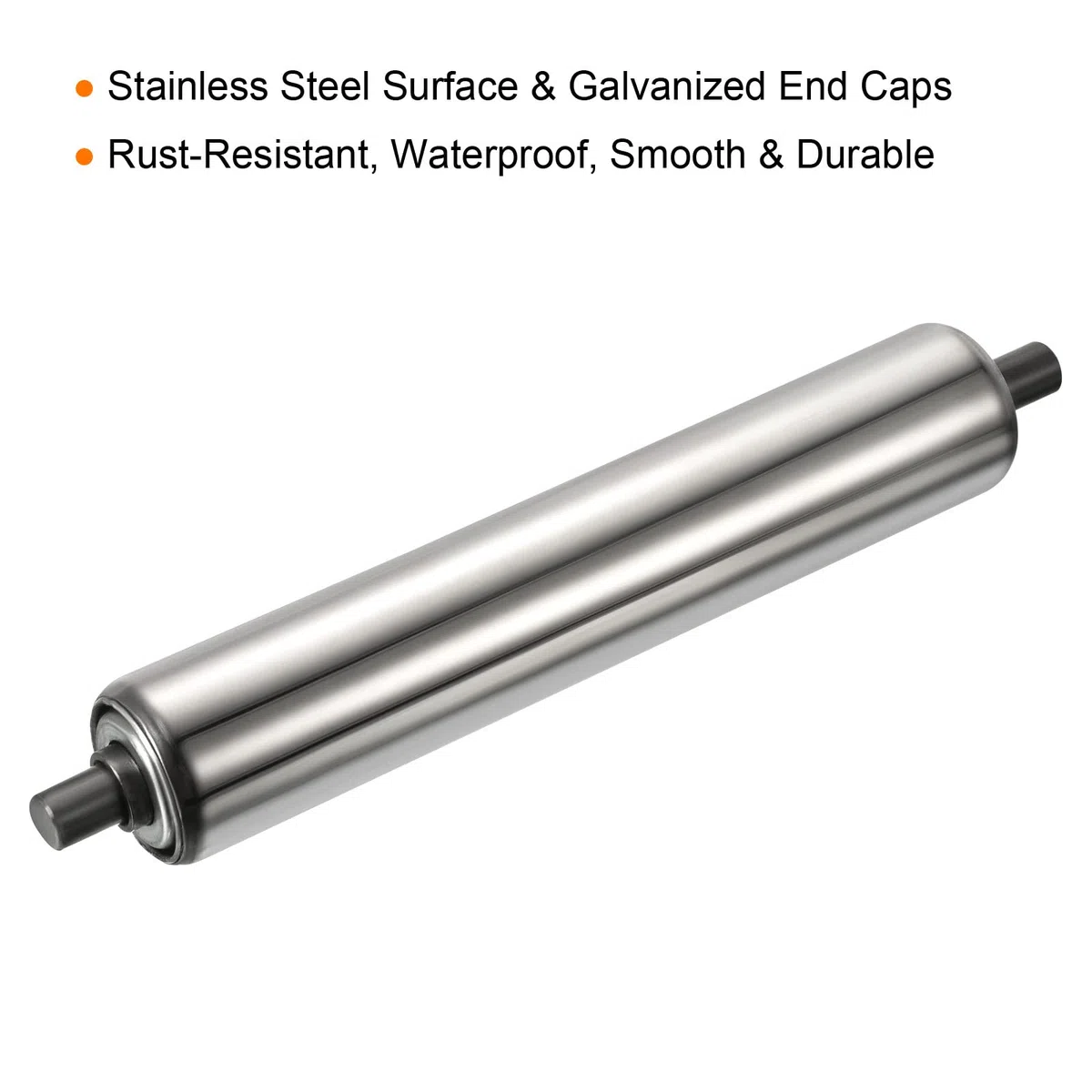 PATIKIL Transportador Rodillo 1.5" Diámetro 8" Longitud, Inoxidable Acero Gravedad Transmisión Reemplazo Pieza Galvanizado Extremo, Plata