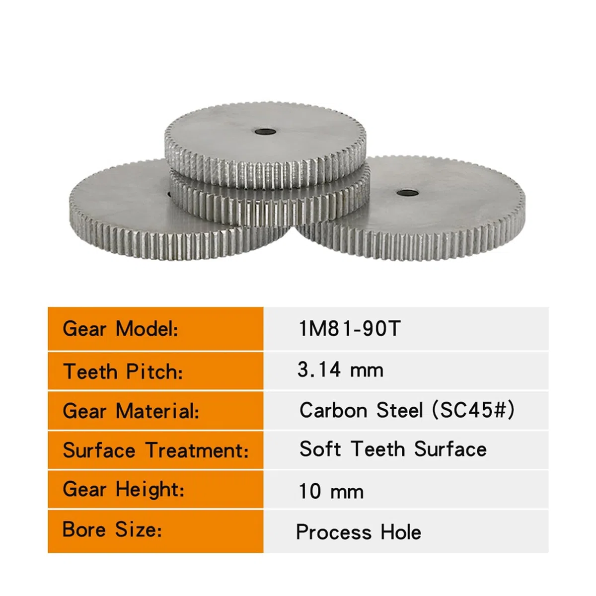 1 unidad 1 módulo 81T/82T/83T/84T/85T/86T/87T/88T/89T/90T engranaje recto de Motor plano de acero al carbono plateado