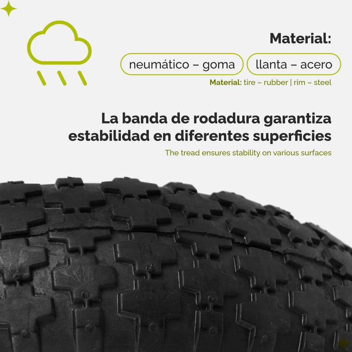 Garronda Rueda inflable 4.00-6 – Rueda Carretilla con Neumático, Cámara con Válvula, llanta metálica y Rodamientos – 2PR Ø320mm hasta 136 kg – Para Carretillas de obra y de jardín (Negro-Rojo)