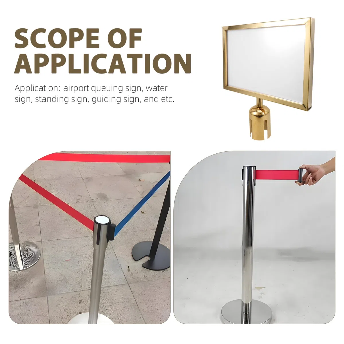 SHINEOFI Soporte Para Carteles De Acero Inoxidable Con Marco A4 Soporte Profesional Para Letreros De Control De Multitudes En Aeropuertos Oficinas Y Eventos