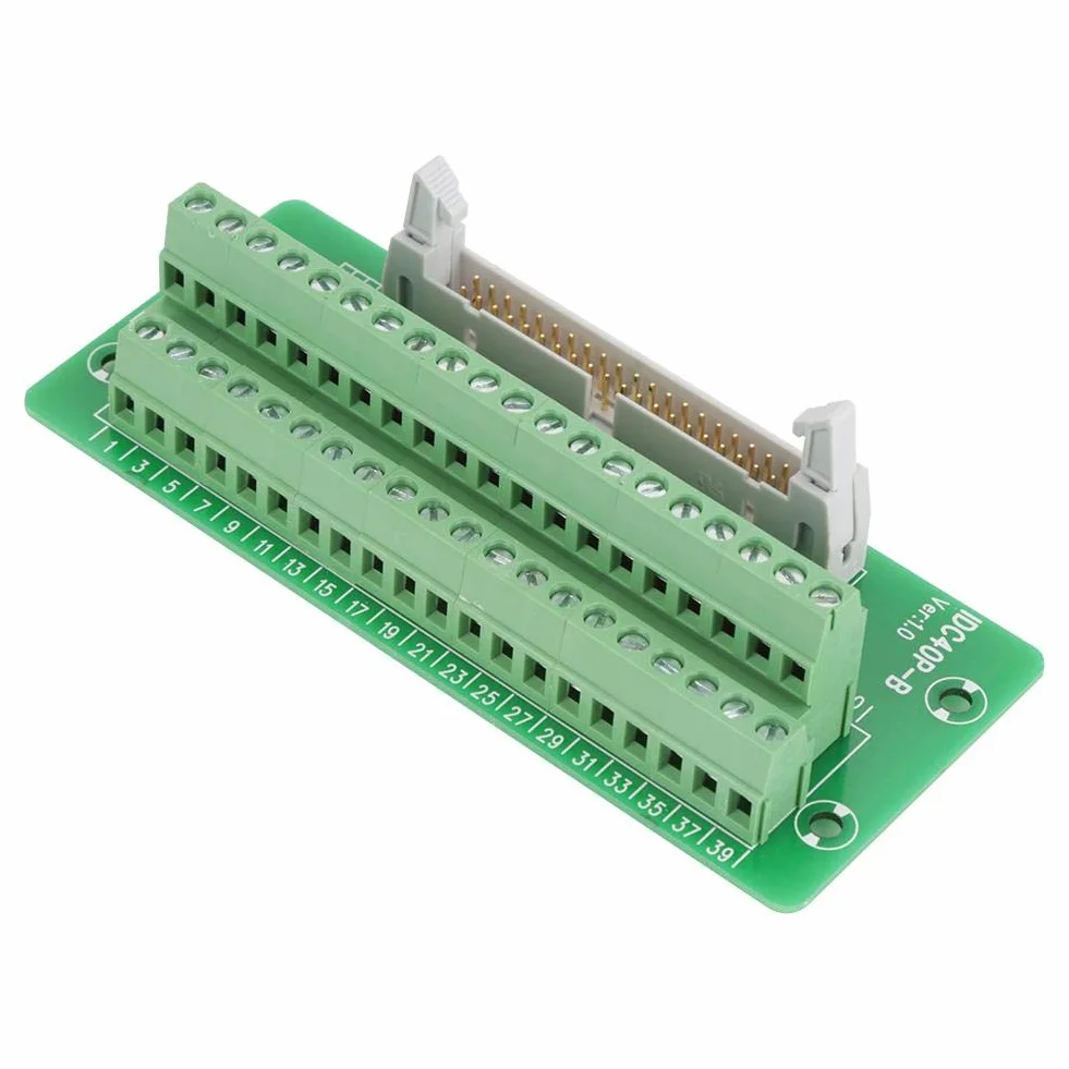 IDC40P Conector de bloque de terminales de placa de conexión de 40 pines macho Conector Interfaz PLC con soporte Adecuado para PLC,Servo y montaje en riel DIN.