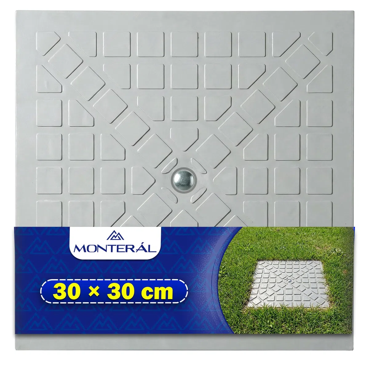 Tapa Arqueta Cuadrada 30 x 30 cm de Plástico - Arqueta Tapa Color Gris Antideslizante - Garantía de 10 Años - MONTERAL