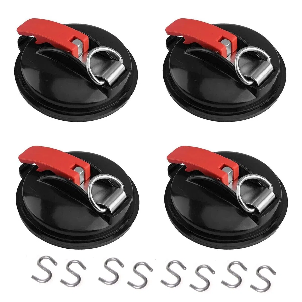 Ventosas Furgoneta Camper, 4 Ventosas de Anclaje Ventosas Para Coche con 8 Ganchos en Forma de S,Multifuncionales Ventosa Extrafuertes Soporte de ventosa para conectar toldos, Tensor de Coche