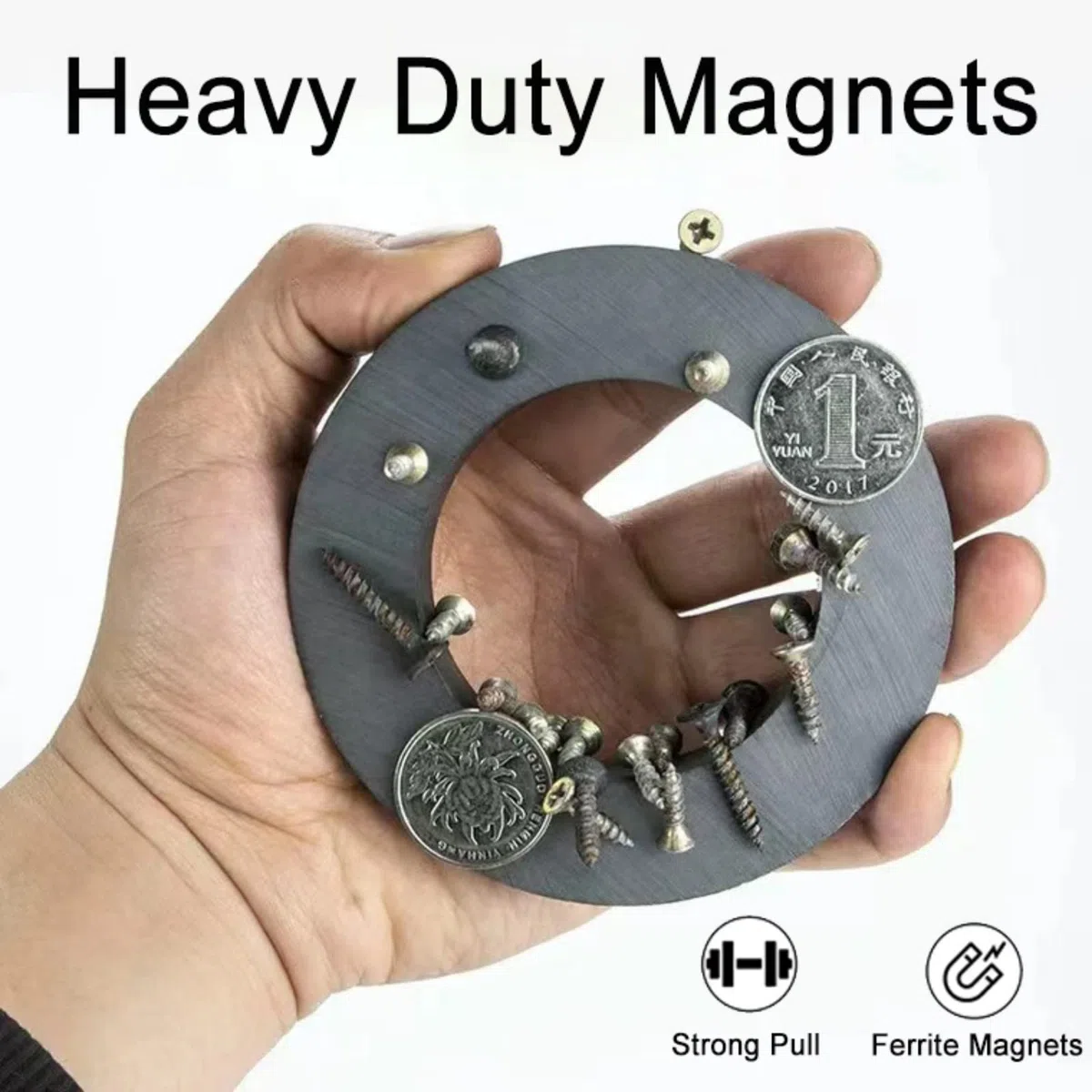 Magnetos cerámicos de anillo de gran tamaño, orificios de cinta magnética de anillo de ferrita industrial para experimentos científicos - OD100mm xID60mm x15mm (1pcs)