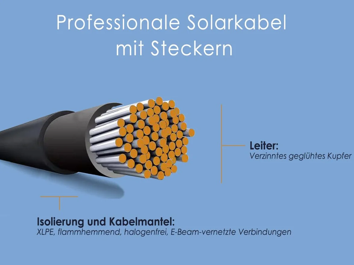 enjoy solar cable de conexión profesional de 6mm² cable de conexión del módulo solar al regulador de carga solar 3m