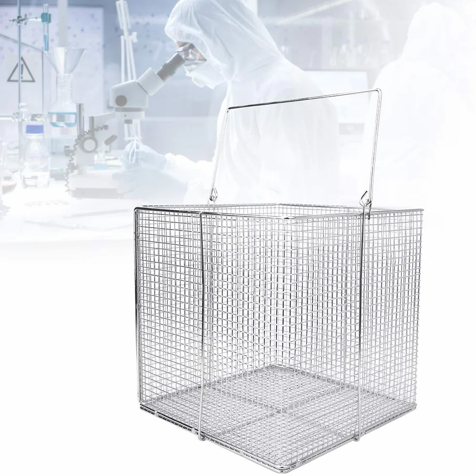 Caja de Esterilización de Instrumentos, Cesta de Desinfección de Instrumentos, Bandeja de Esterilización de Instrumentos de Acero Inoxidable, Suministros de Laboratorio con Asa