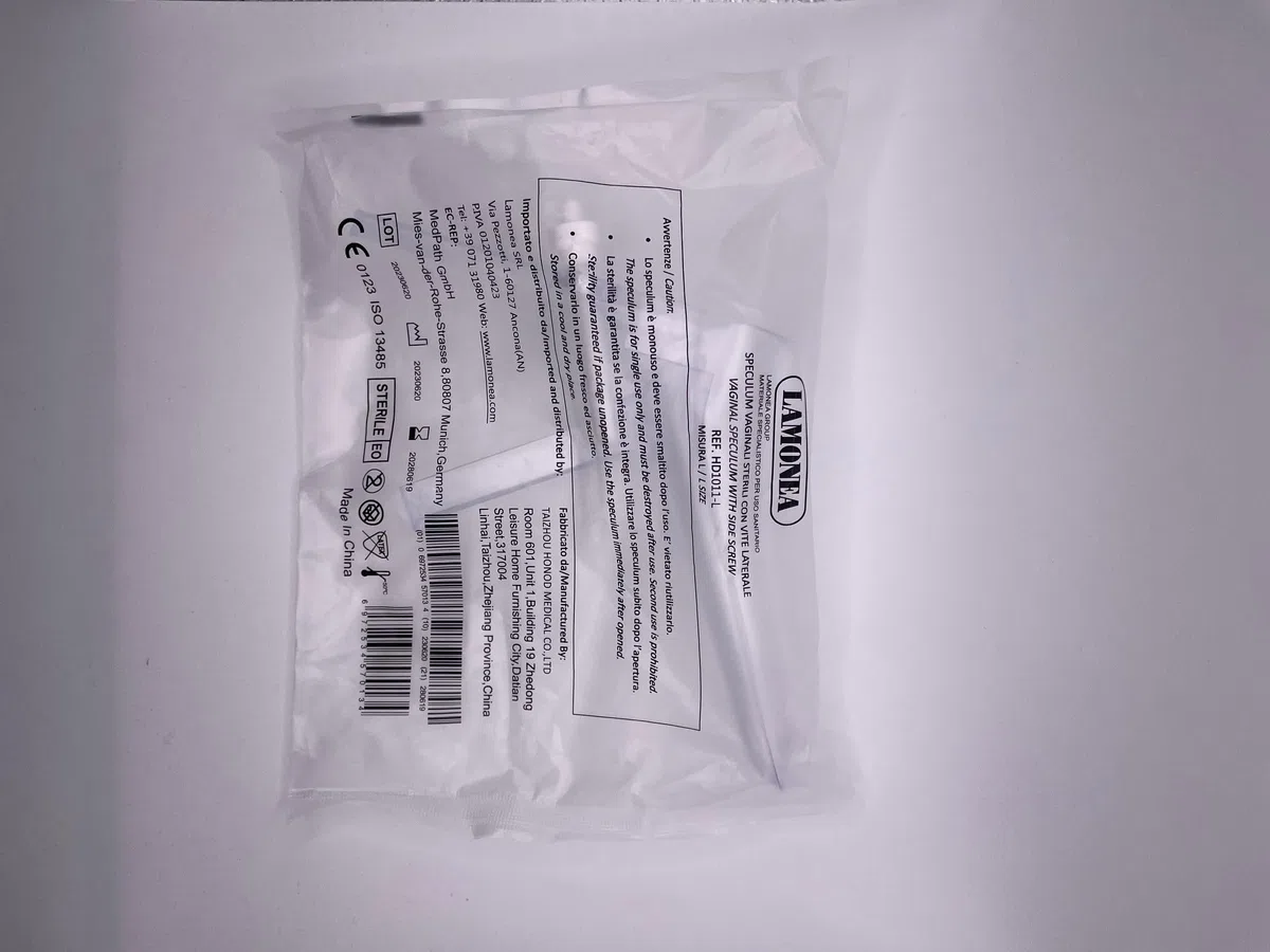Espéculo Vaginal Estéril de Tornillo Lateral Certificado CE para Inspecciones Médicas Tamaños Diferentes (L) - HD1001-L