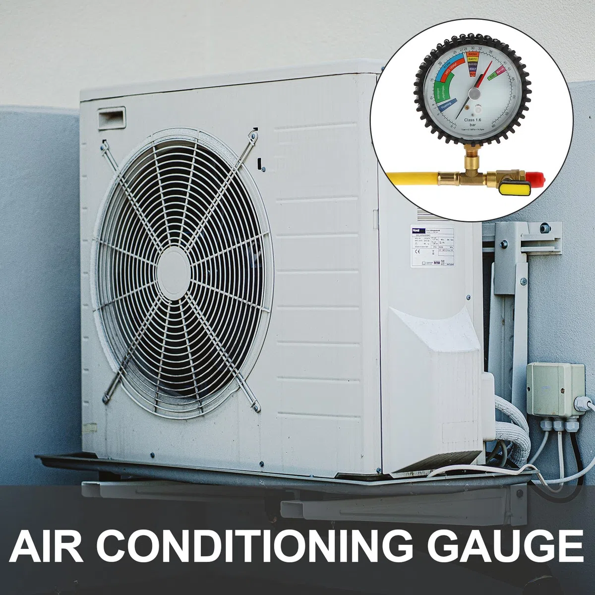 Ciieeo Medidor de Presión de Nitrógeno para Aire Acondicionado y Refrigeración Válvula Esférica de Latón y Pantalla Grande para Pruebas de Presión en Coches