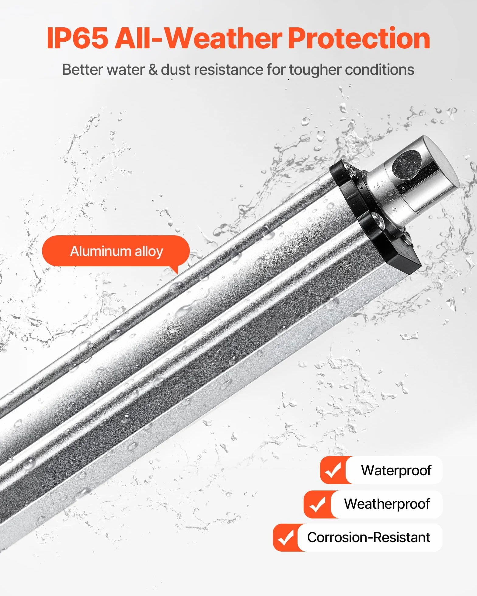VEVOR Actuador Lineal de 12 V, Motor Lineal Impermeable IP65 de 203,2 mm, 3000 N, 5 mm/s, con Soportes de Montaje para Seguidores Solares, Maquinaria Industrial y Abridores de Puertas, Plata