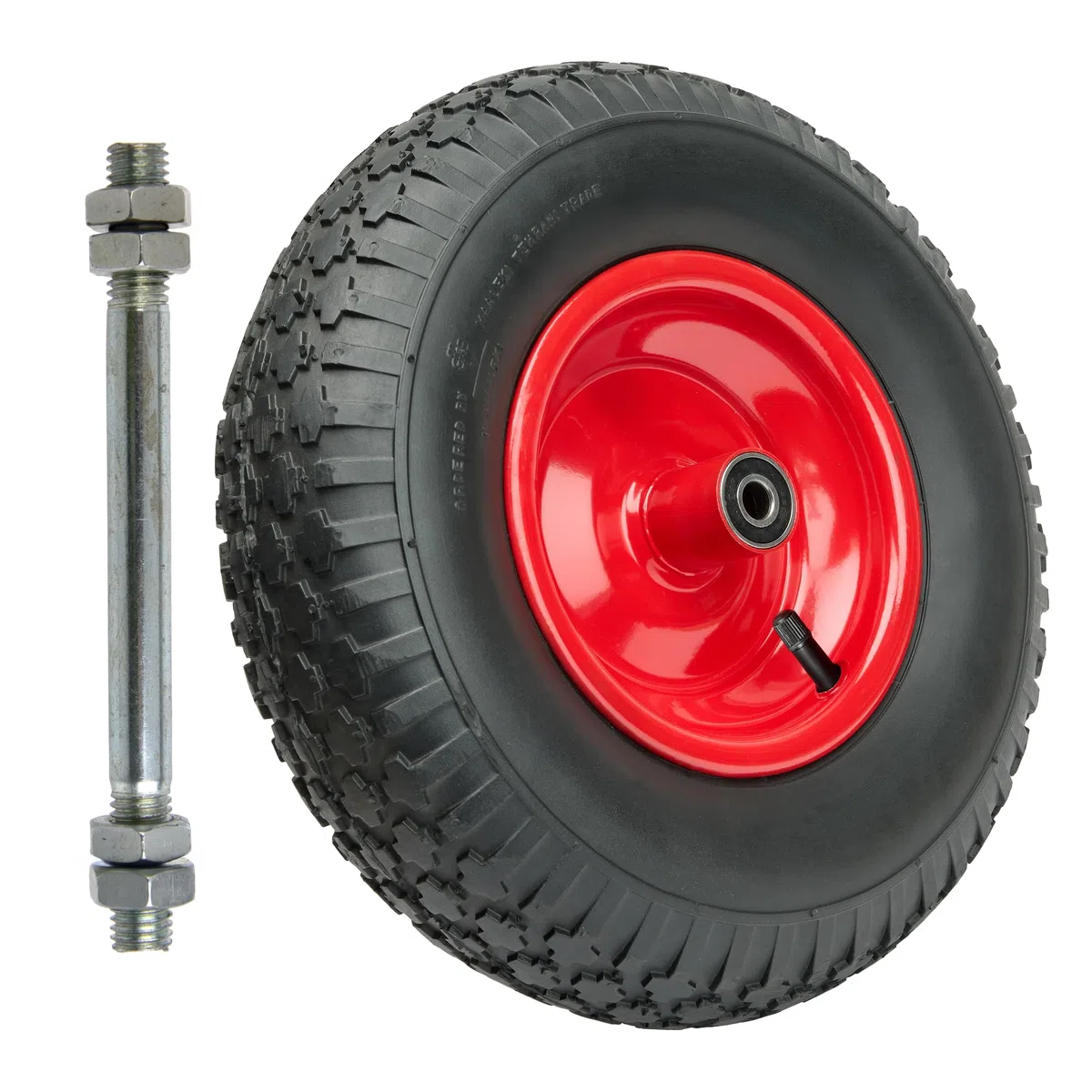 Garronda Rueda inflable 4.00-6 – Rueda Carretilla con Neumático, Cámara con Válvula, llanta metálica y Rodamientos – 2PR Ø320mm hasta 136 kg – Para Carretillas de obra y de jardín (Negro-Rojo)