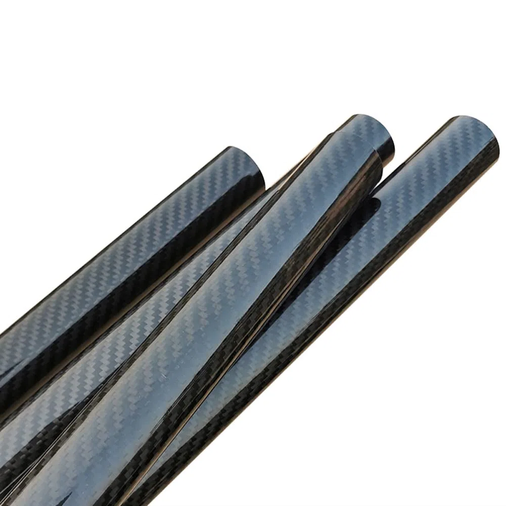 (2 piezas) Tubo de fibra de carbono 3K, longitud 500 mm, diámetro exterior 12 mm, diámetro interior 10 mm, sarga brillante, para marco UAV.