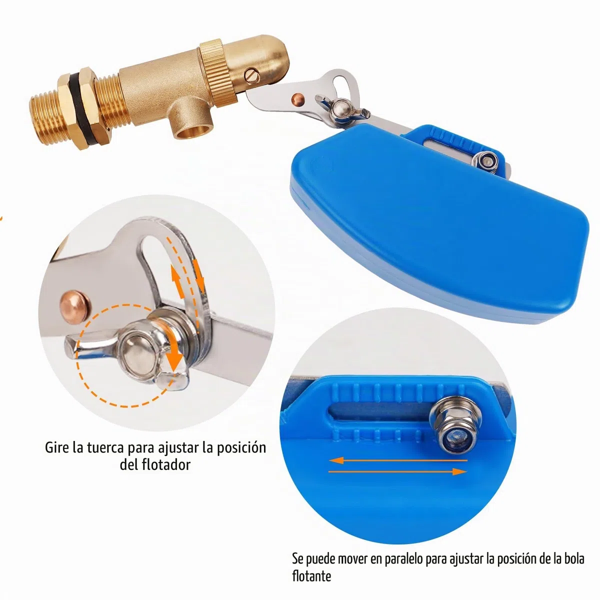 Válvula de flotador de 3/4 pulgadas, válvula con flotador y brazo ajustable, humidificador de alimentación automática para ganado