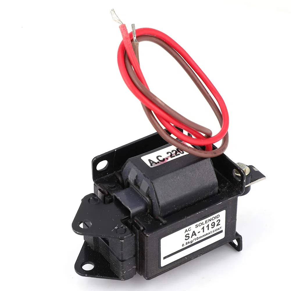 SA-1192 Electroimán de solenoide portátil de 220 VCA Electroimán de CA Tipo de empuje y tracción Tracción 7.8N 10 mm de carrera Imán eléctrico Movimiento lineal para automatización industrial