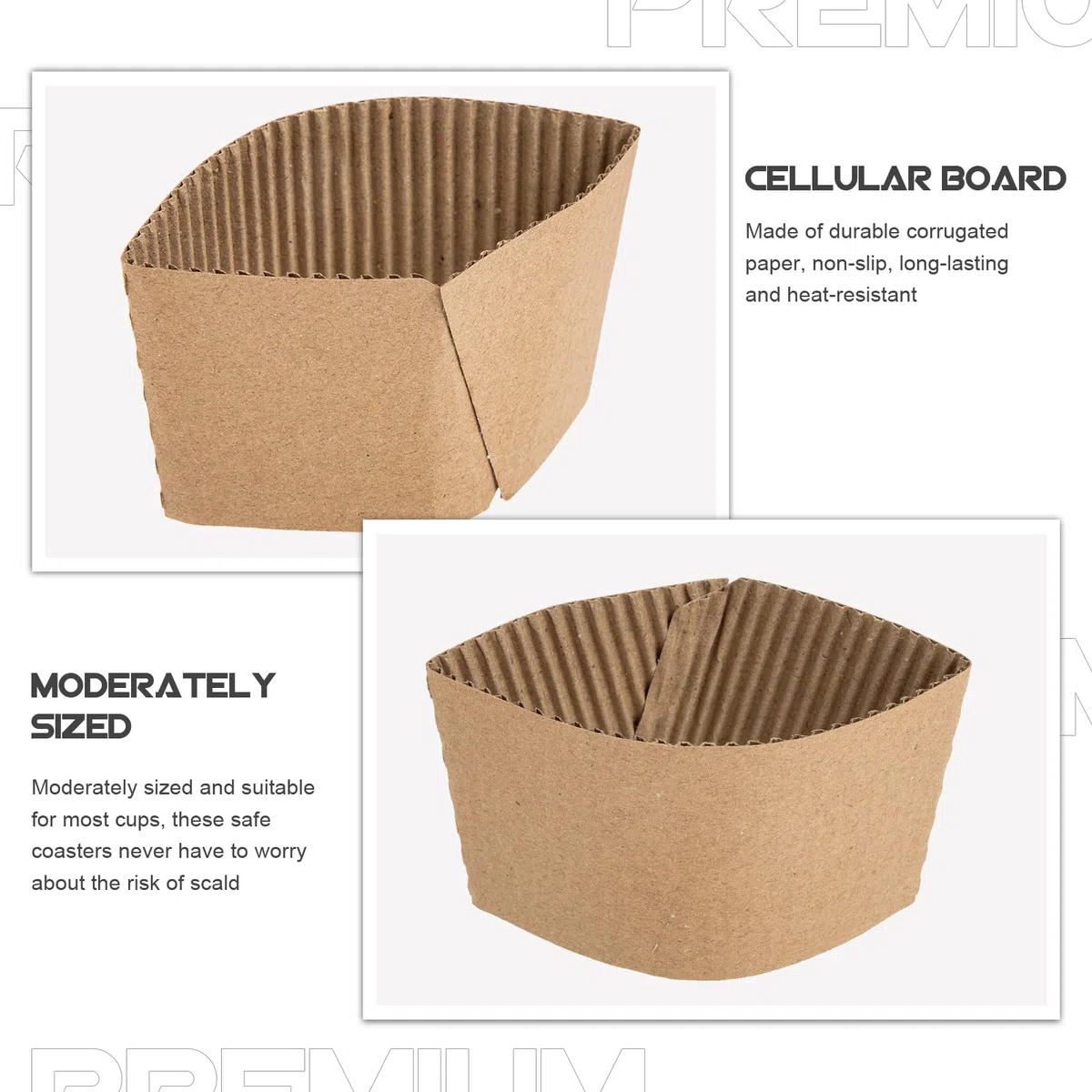 DOITOOL 250 Piezas Tazas de Café Kraft Chaqueta de Papel de Cartón Corrugado para Bebidas Calientes y frías Portavasos Tapas De Botellas De Refresco Mangas Para Calientes