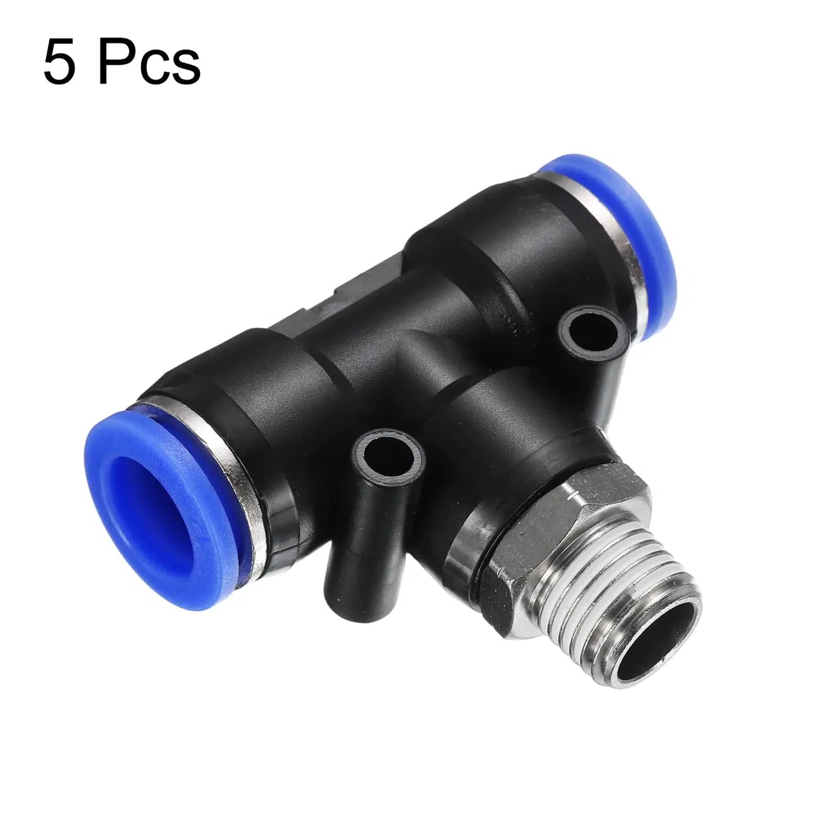 QUARKZMAN 5 Piezas De Racor De Línea De Aire 12mm Tubo OD X Rosca NPT 1/4 PT4-U T Macho Neumático De Derivación Conexión Rápida Por Presión Para Manguera De Aire De Latón Para Sistema