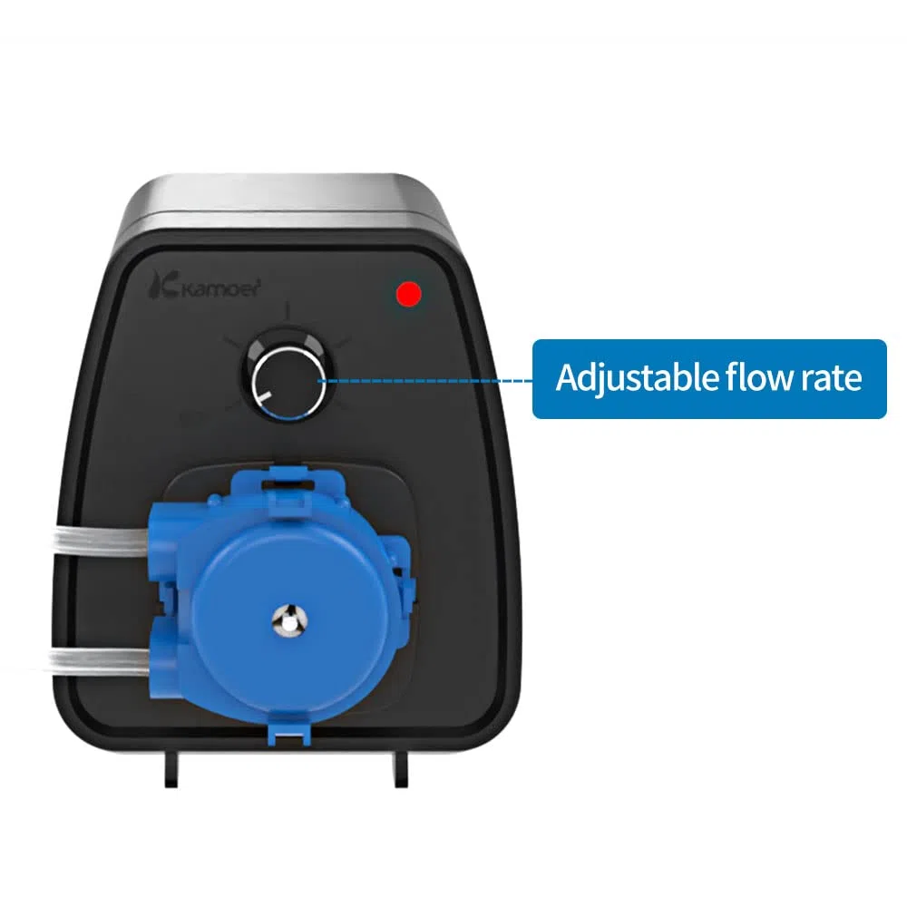 Kamoer KCP-X - Mini bomba peristáltica de 24 V con control de baja tasa de flujo 19-65 ml/min, bomba dosificadora de líquidos de velocidad ajustable para laboratorio de acuario con adaptador de