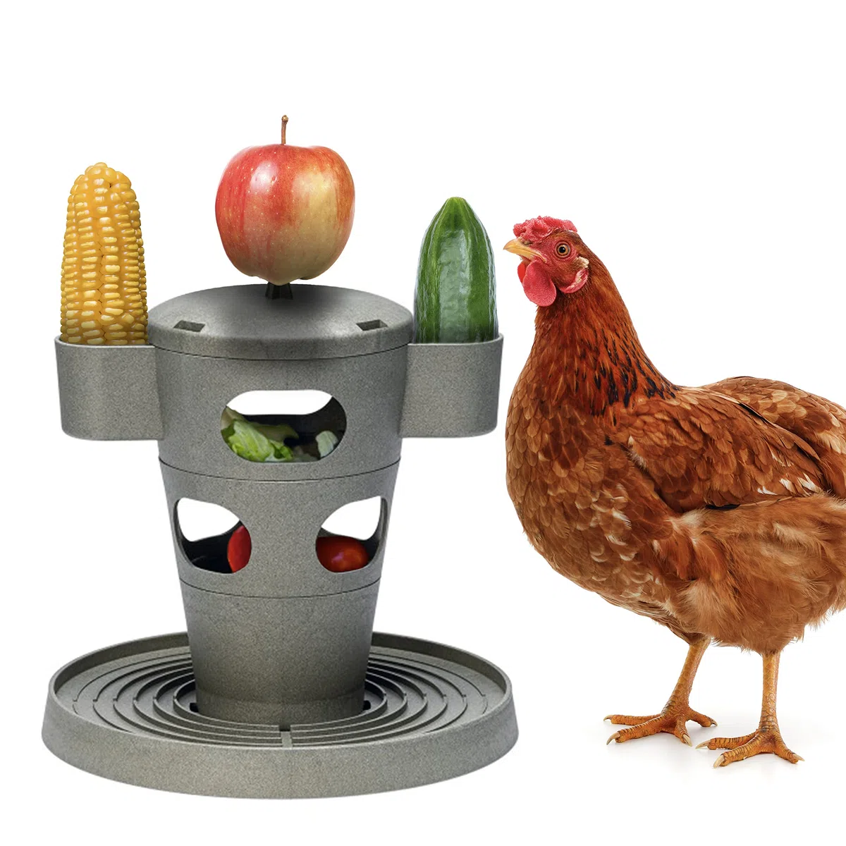 FINCA CASAREJO - Comedero para Pequeñas y Grandes Gallinas - Snack Tower para Aves de Corral - Comedero Interactivo y Entretenido para Gallinas