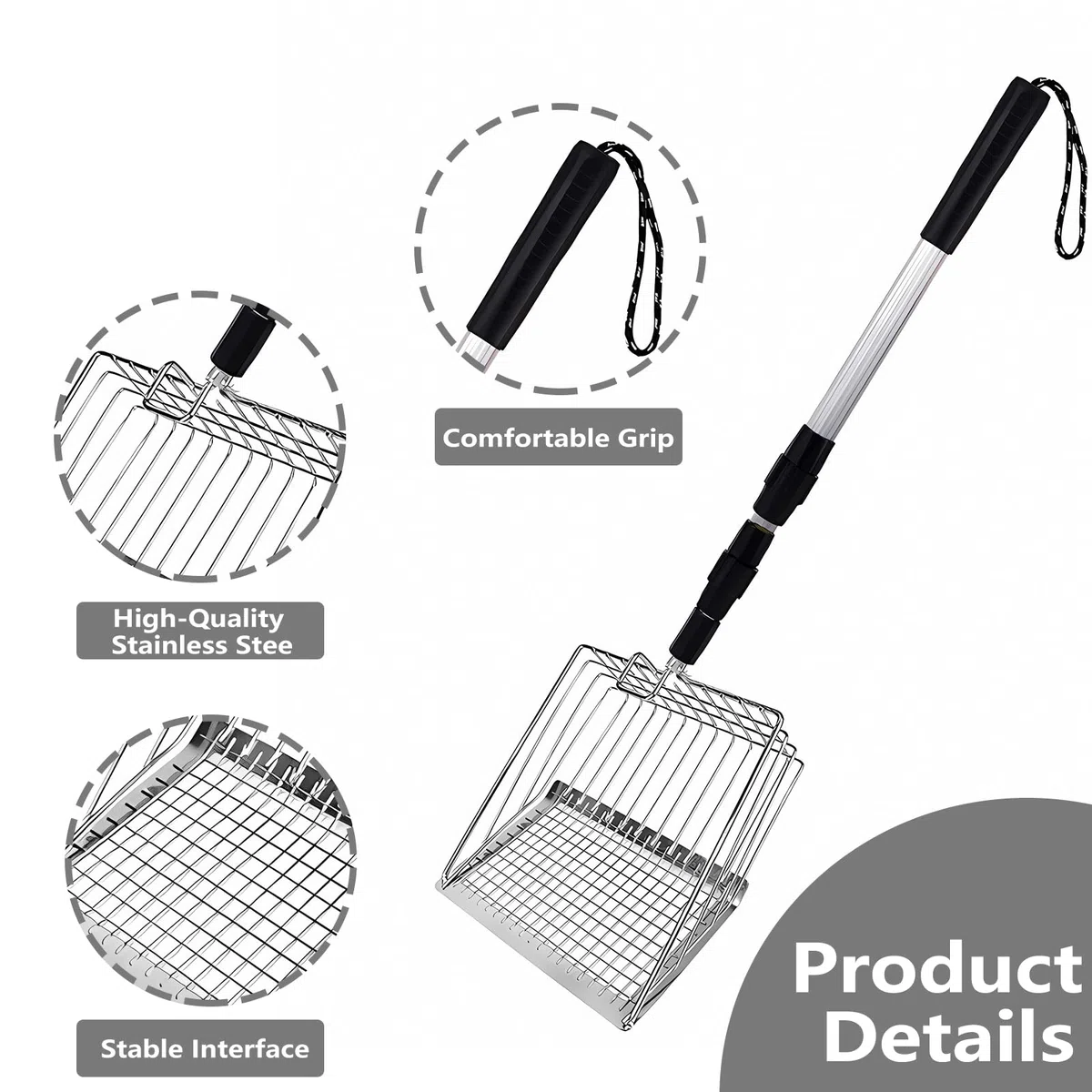 Accesorios para Gallineros, Recogedor de Excrementos Pollo, Herramienta de Limpieza para Gallineros 57 - 106 cm, Recogedor Ajustable y Extraíble, Basura Recogedor Excrementos para Gallineros