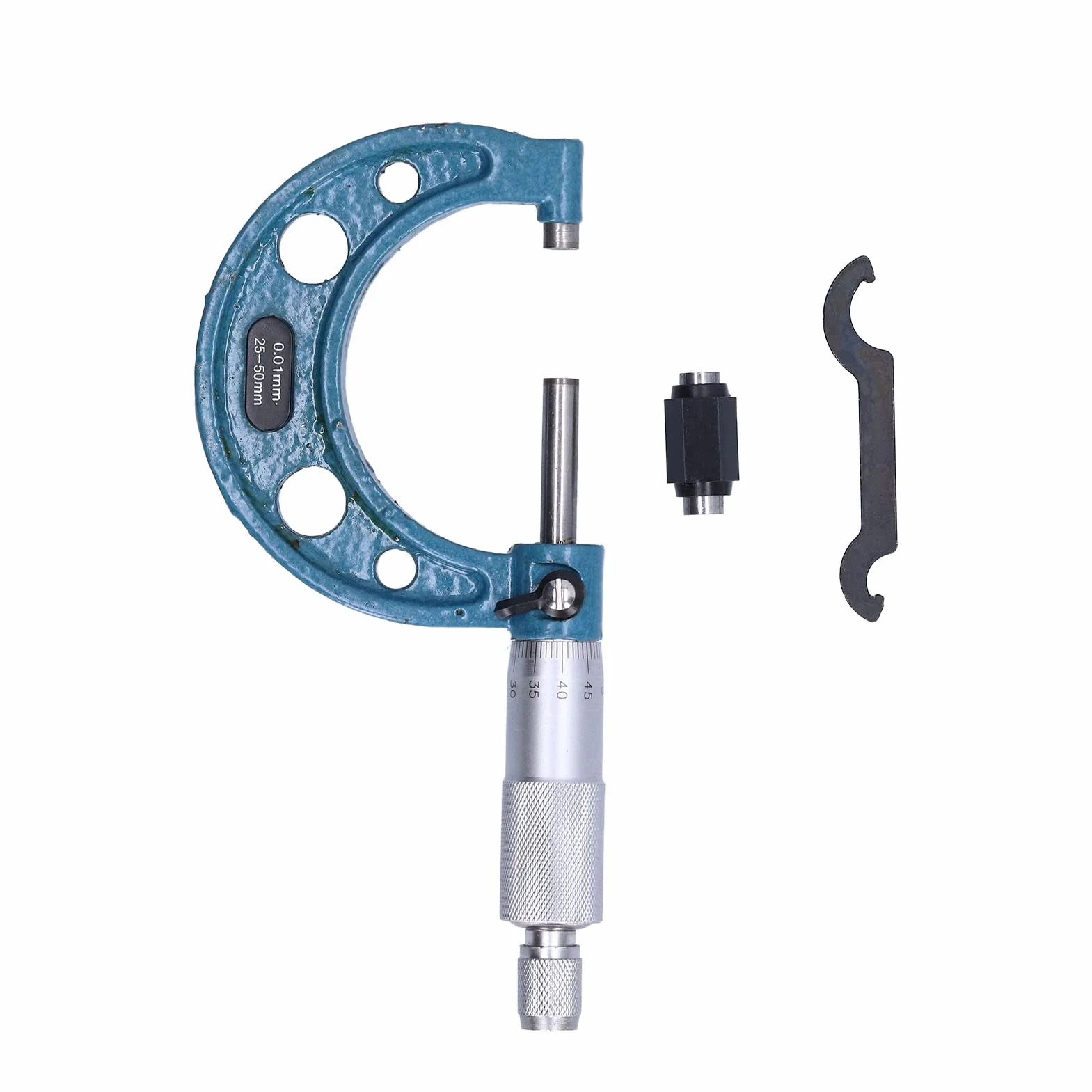 Micrómetro Exterior, Medidor de Espesor Micrométrico Exterior de Acero Inoxidable de Alta Precisión con Llave de 0,01 Mm, Herramienta Micrométrica Externa para una Medición