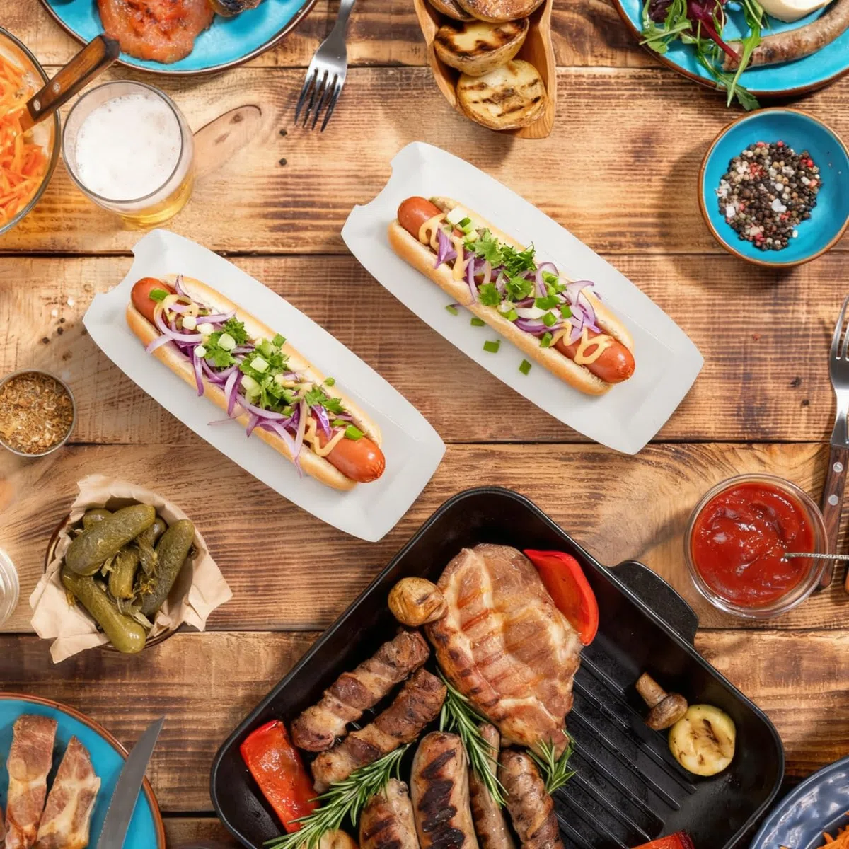 100 Cajas Para Perritos Calientes Contenedores De Papel Para Hot Dogs Soportes De Comida Para Fiestas Y Eventos De 7.08X1.96X1.18In