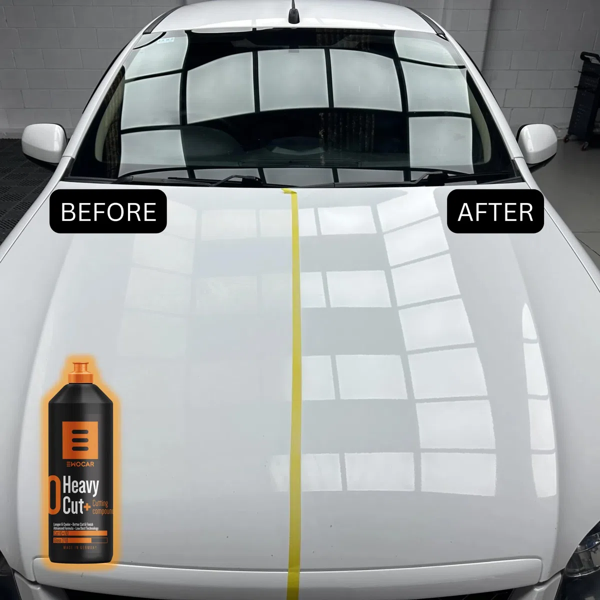 Heavy Cut+ Auto Politur 250 ml, Profesional Auto Politur Eliminar arañazos, Pasta abrasiva extra fuerte con P800 Eliminación de marcas abrasivas, a base de agua, sin silicona, bajo polvo