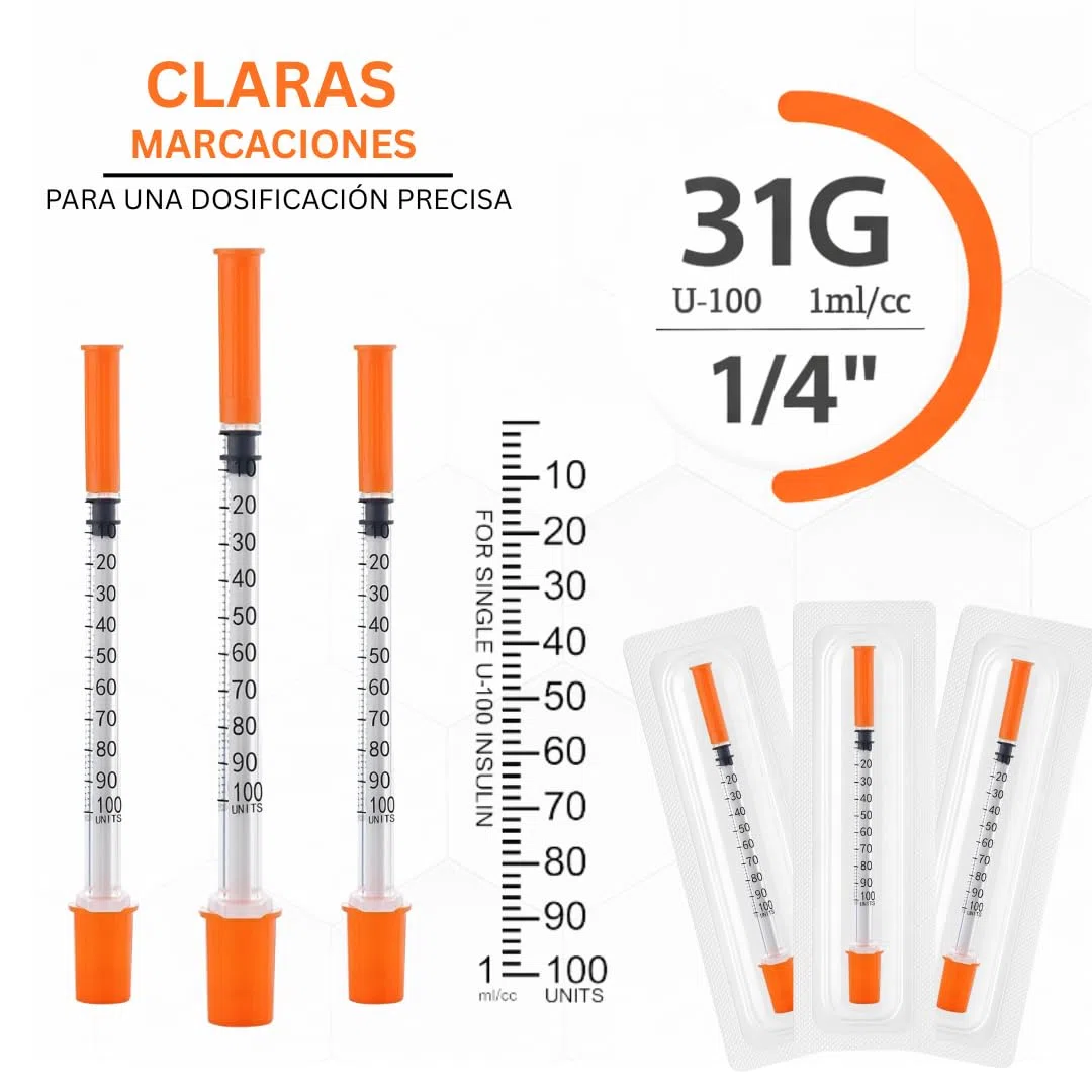 50 unidades de tubos de plástico U100 de 1 ml 31G x 1/4" (0,25 x 6 mm), envasados individualmente, para laboratorio y técnica, herramientas de medición y dosificación multiusos de precisión