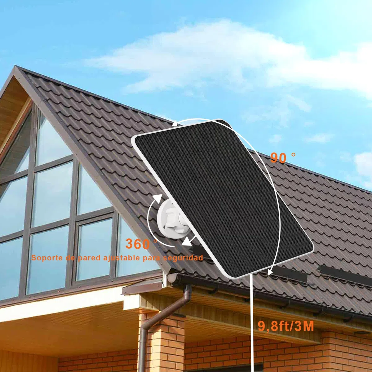 Panel Solar para Cámara Ring, 5W Panel Solar para Cámara para Ring Stick Up Cam/Pro Batería, Spotlight Cam/Plus/Pro, Wyze Batería Pro, Solar para Cámara Ring con Cable de 9,8 Pies, Pack de 2
