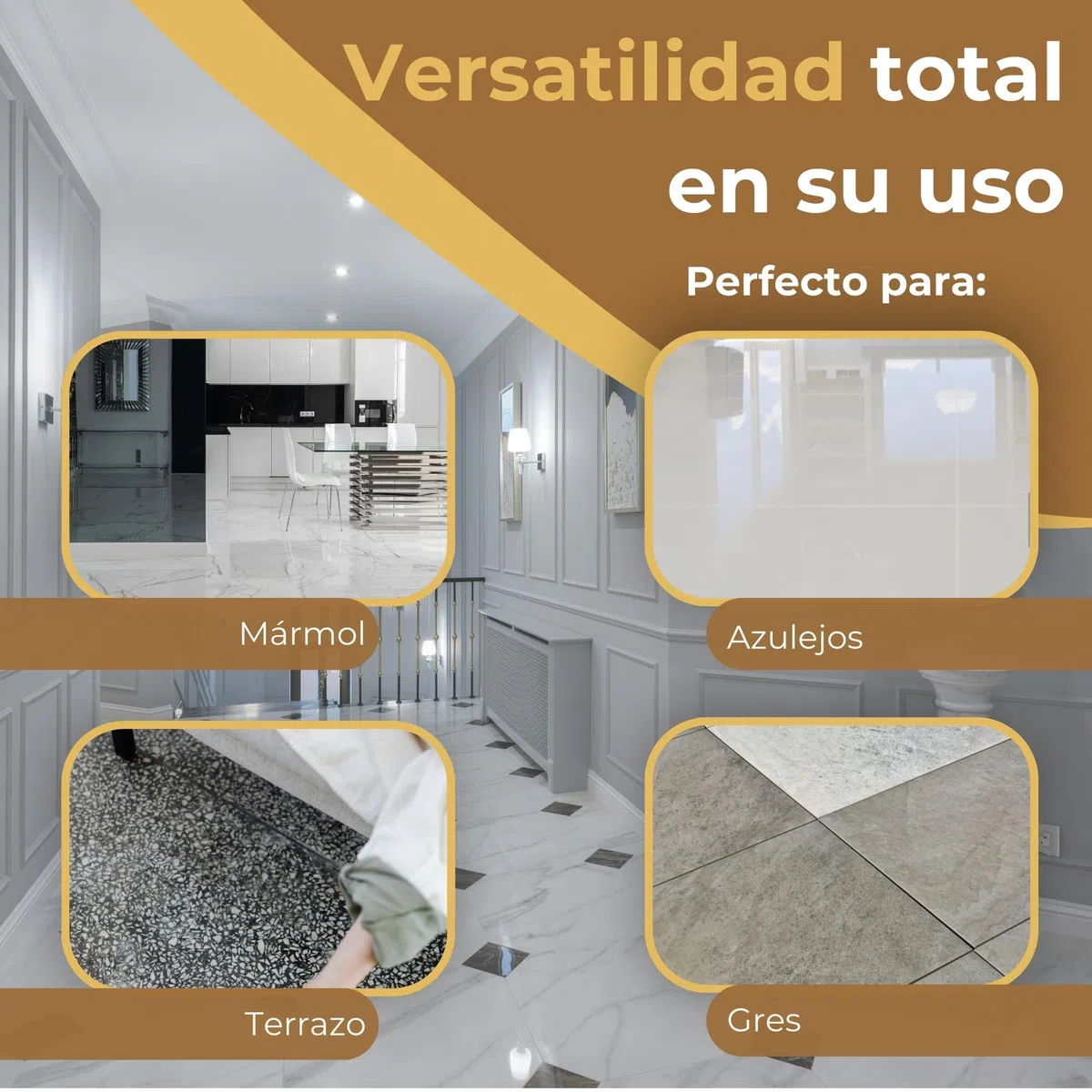 Abrillantador para Suelos de Terrazo, Mármol y Mosaicos 1L - Friegasuelos Profesional de Brillo Duradero - Limpiador Protector para Sintasol y Superficies Duras - Cuidado Superior del Hogar