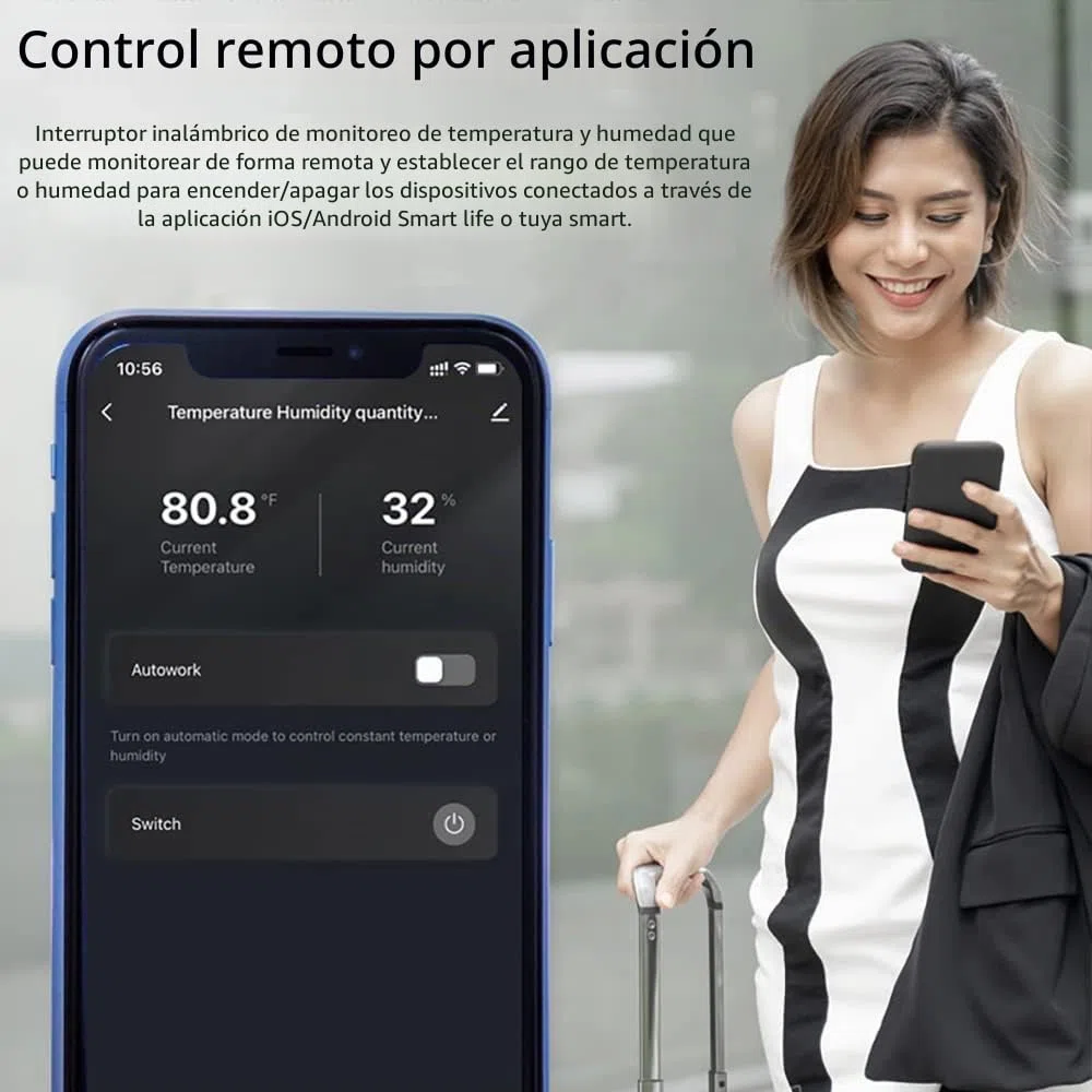WiFi Temperatura Sensor,Switch Module Monitoring WiFi Controller Smart Home Control Remoto 16A vía Tuya Alexa Google Home medición de la Potencia (TH16+D -S18B20)