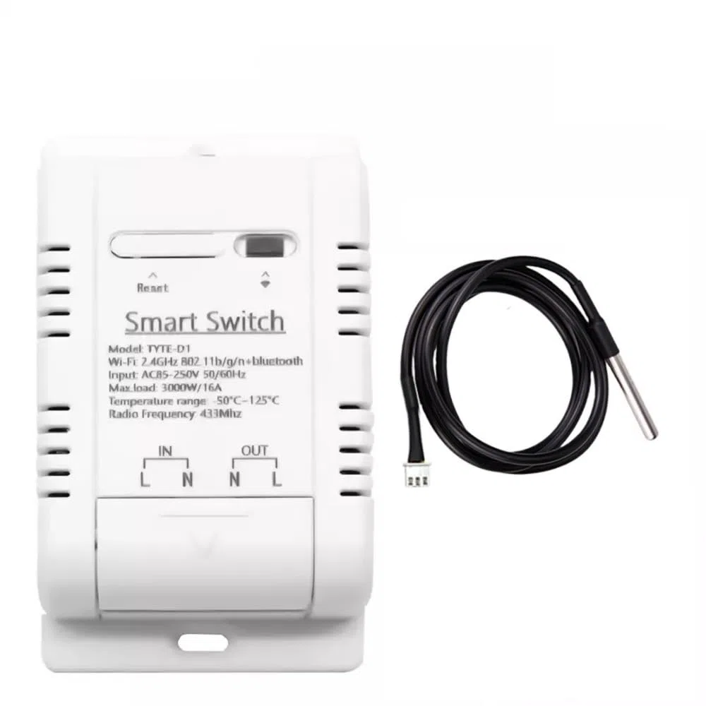 Módulo de sensor de controlador de temperatura WiFi, aplicación Tuya Control remoto inalámbrico 16A Interruptor inteligente con monitoreo de consumo de energía, funciona con Alexa Google